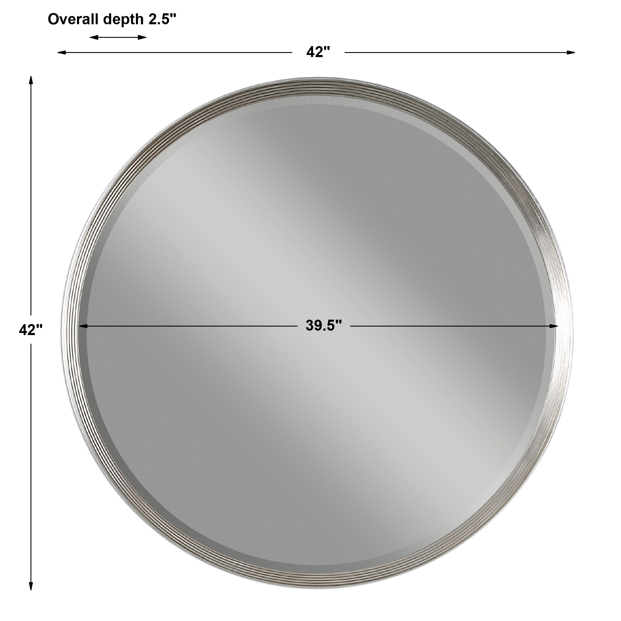 Serenza Round Silver Mirror, by Uttermost, 42" width x 42" height x 2.5" depth View 3