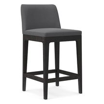 Online Designer Kitchen Parker Counter Stool, Performance Velvet, Pewter, Black