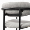 Parker Curved Back Dining Arm Chair | Gray Fabric with Black Metal, Dining Chair by Mercana, 21.65" length x 21.26" width x 28.74" height thumbnail 14