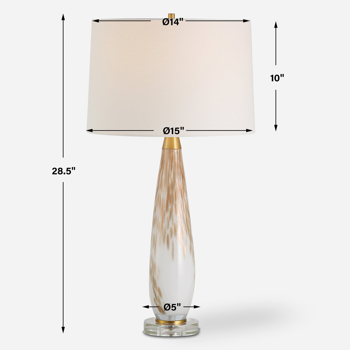 Lyra White & Gold Table Lamp, by Uttermost, 1'3" width x 2'4.5" height x 1'3" depth View 3