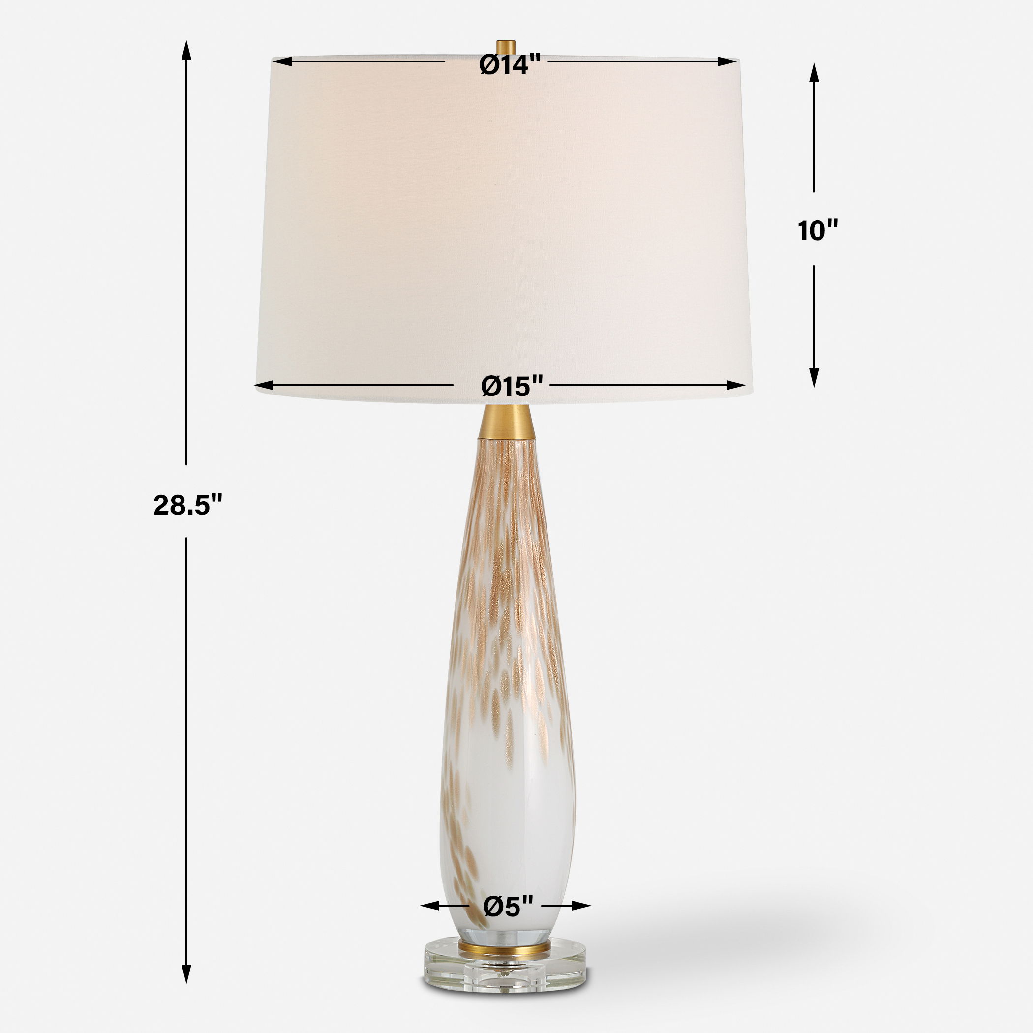 Lyra White & Gold Table Lamp, by Uttermost, 15" width x 28.5" height x 15" depth View 3