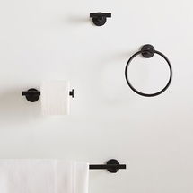 Online Designer Bathroom Modern Overhang Bathroom Collection, Tissue Holder, Towel Bar, Towel Hook, Towel Ring, Set of 4, Dark Bronze