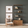 Baron Light Brown Wood with Gunmetal 2-Door Open Shelving Unit thumbnail 1