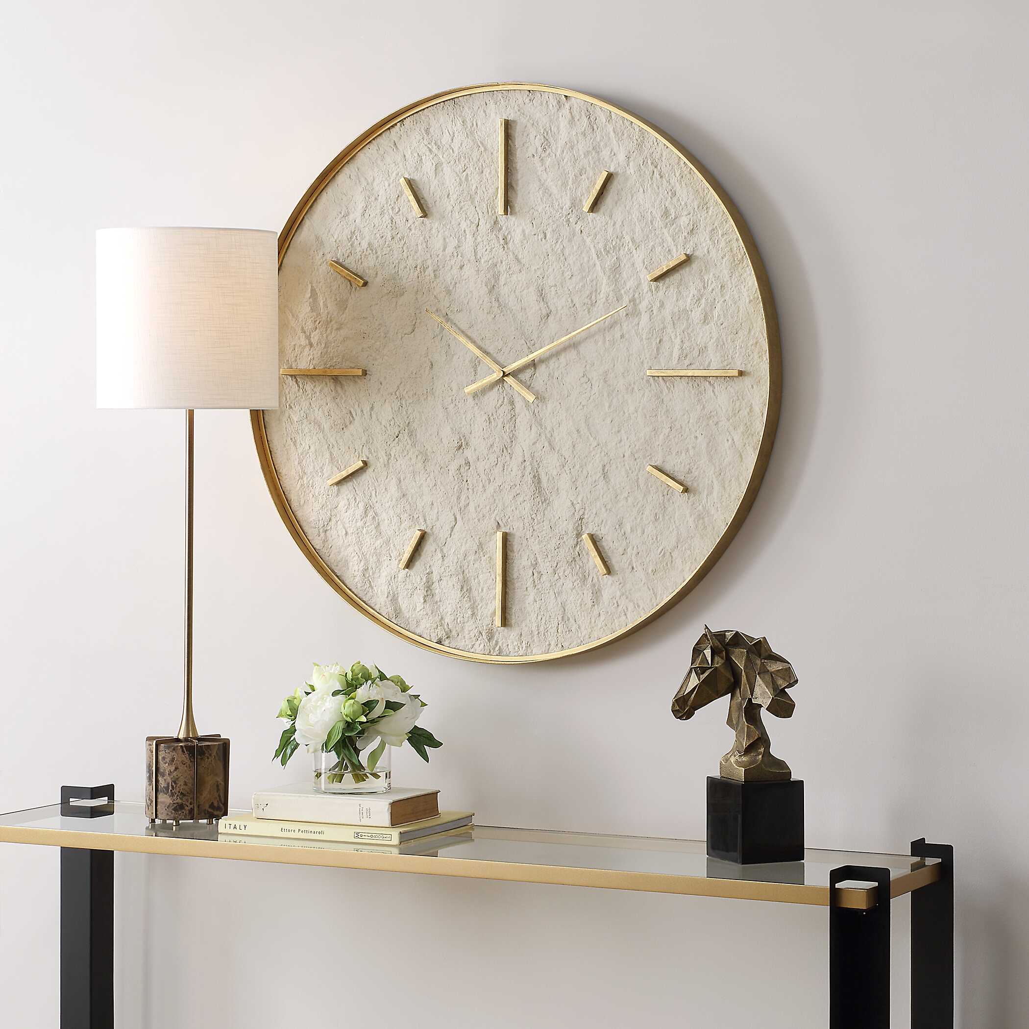 Stone Serenity Wall Clock, by Uttermost, 35.37" width x 35.37" height x 2.12" depth View 3