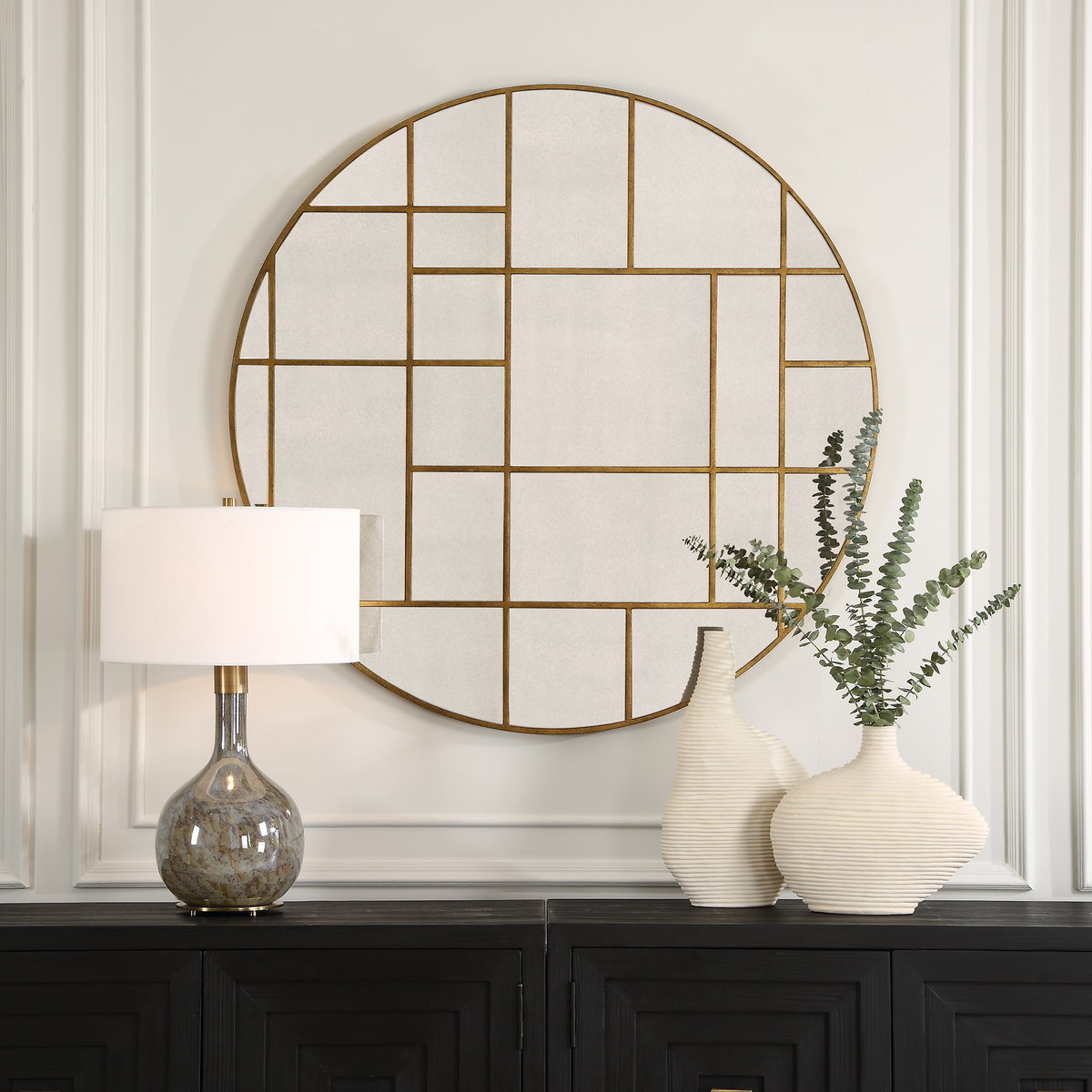 Geometric Round Mirror, by Uttermost, 45" width x 45" height x 0.75" depth View 2