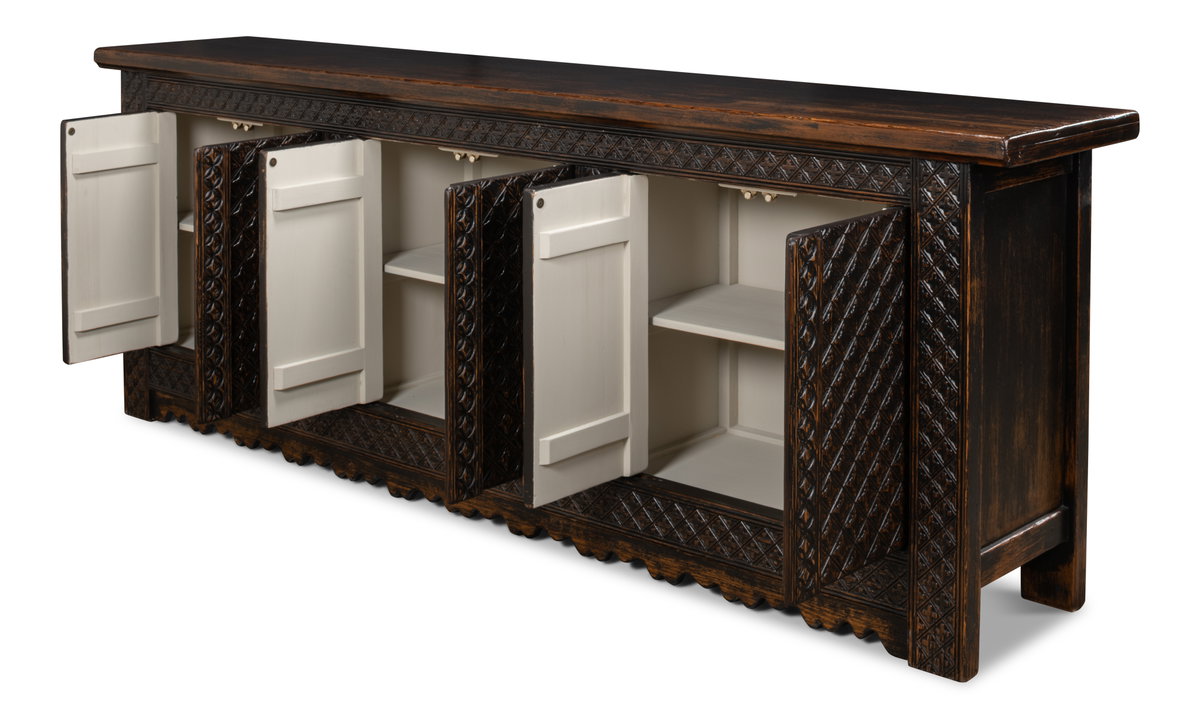 Nader Persian Burnt Brown Sideboard, by Sarreid, 1'7" length x 8'2" width x 2'11" height View 6