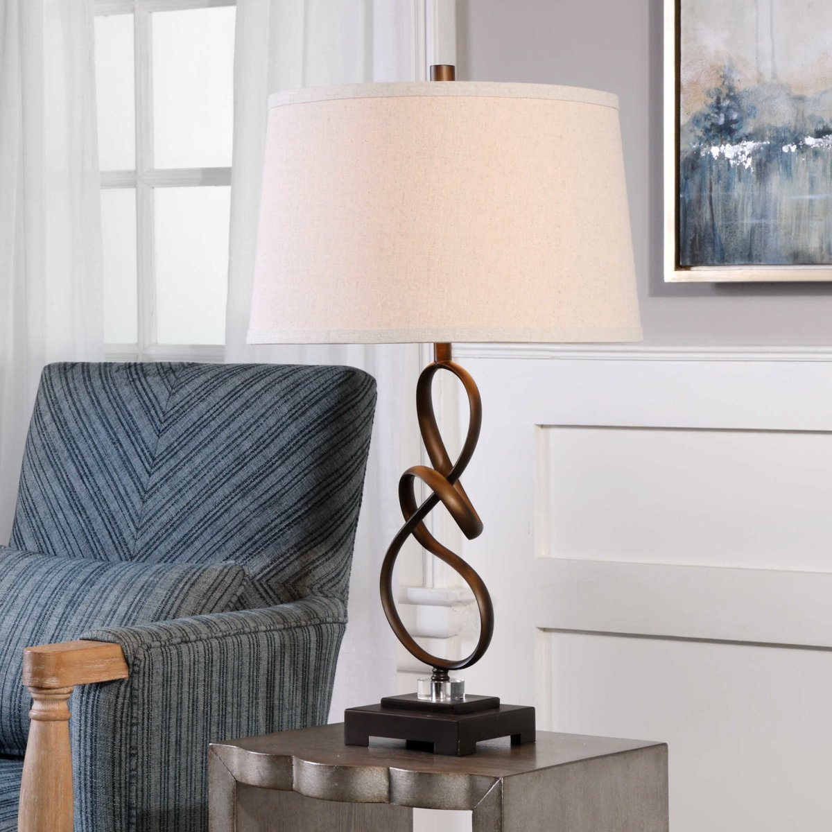 Tenley Oil Rubbed Bronze Lamp, by Uttermost, 1'4" width x 2'3.25" height x 1'2" depth View 2