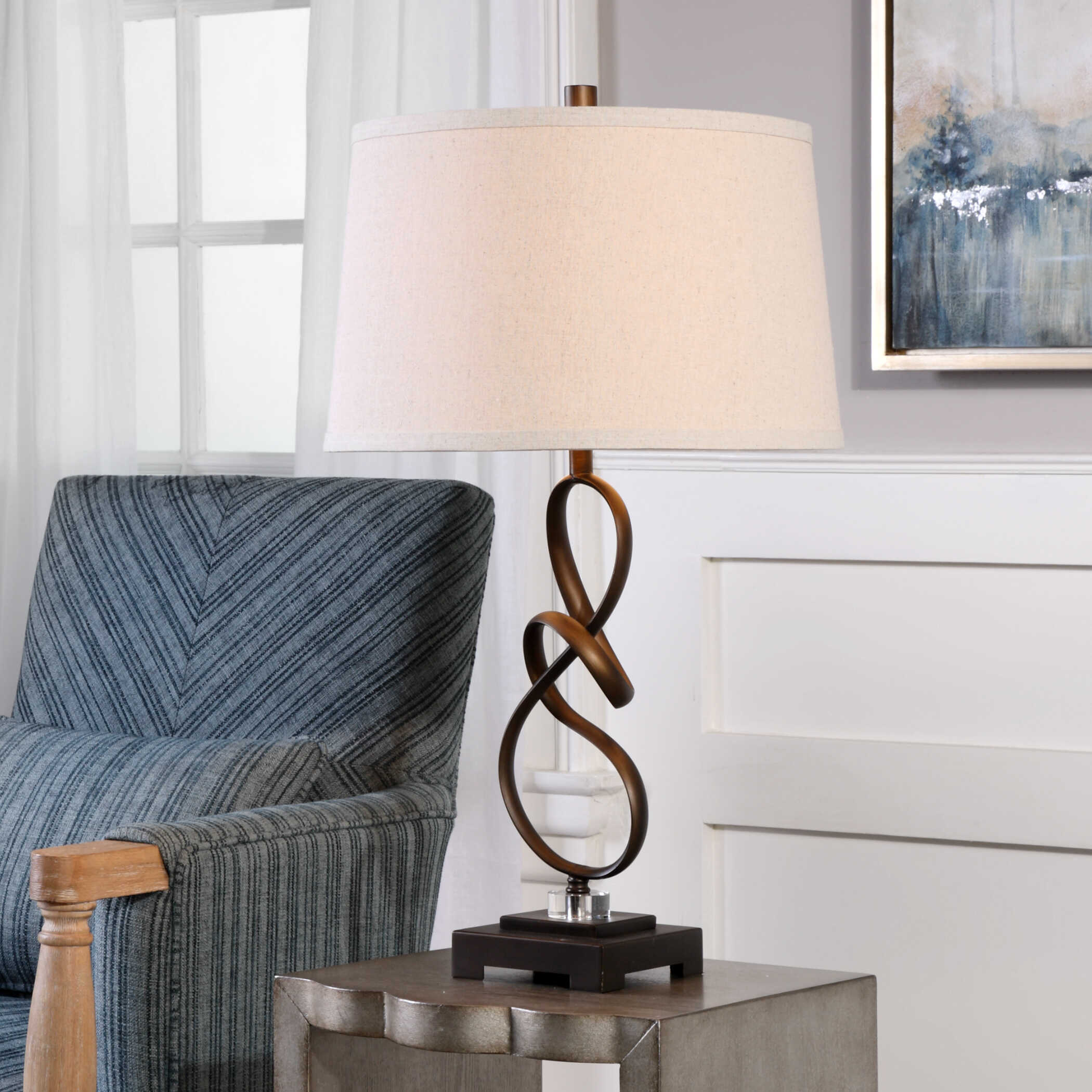 Tenley Oil Rubbed Bronze Lamp, by Uttermost, 16" width x 27.25" height x 14" depth View 2