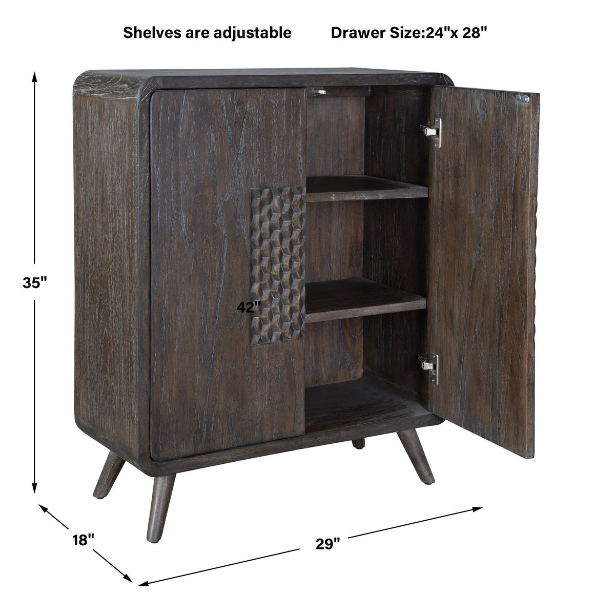 Hausen 2 Door Mid-Century Cabinet, Cabinets & Chest by Uttermost, 29" width x 35" height x 18" depth View 3