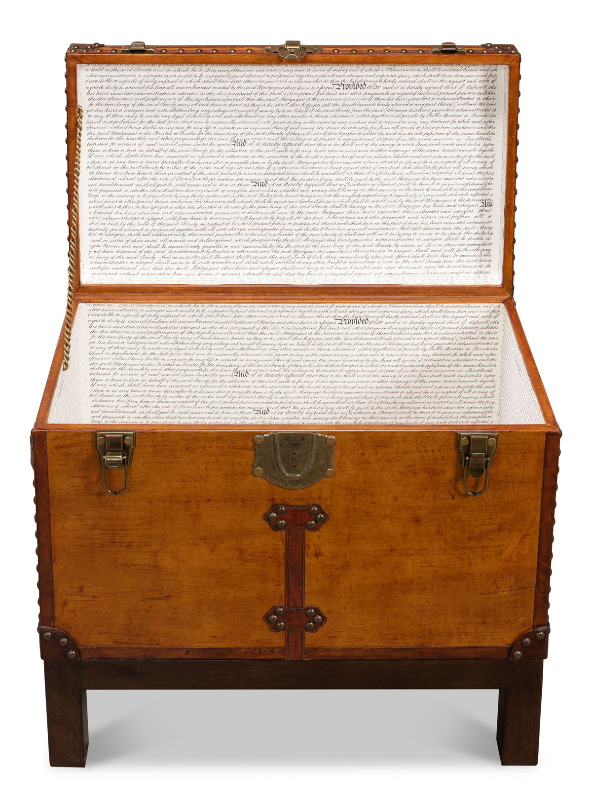 Abilene Leather Box W/Stand, by Sarreid, 1'1" length x 1'11" width x 1'8" height View 6