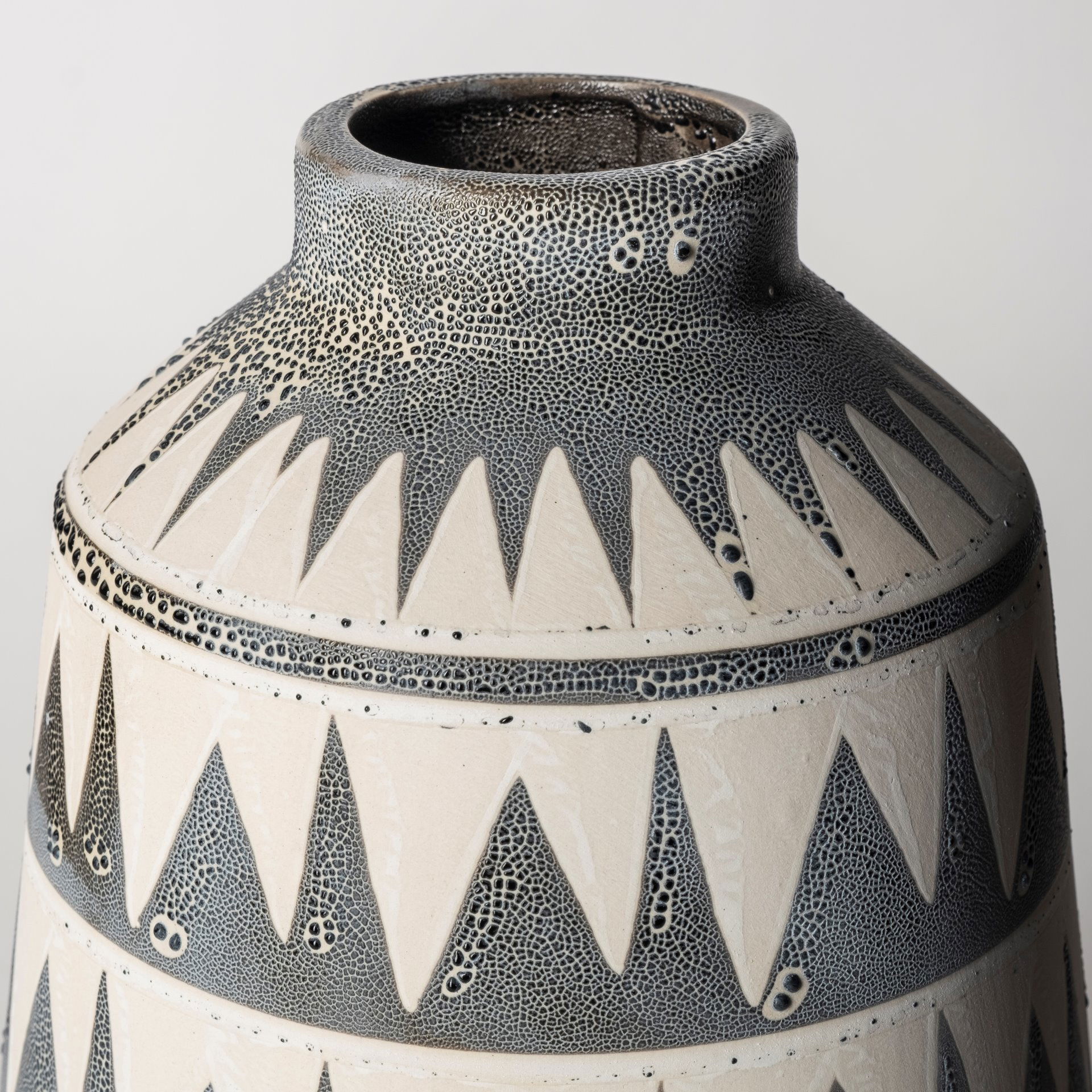 Delaney Large Gray Patterned Ceramic Vase large image 