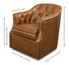 Coolidge Leather Swivel Chair, Cuba Brn, Seating by Sarreid, 30" length x 28" width x 31" height thumbnail 9