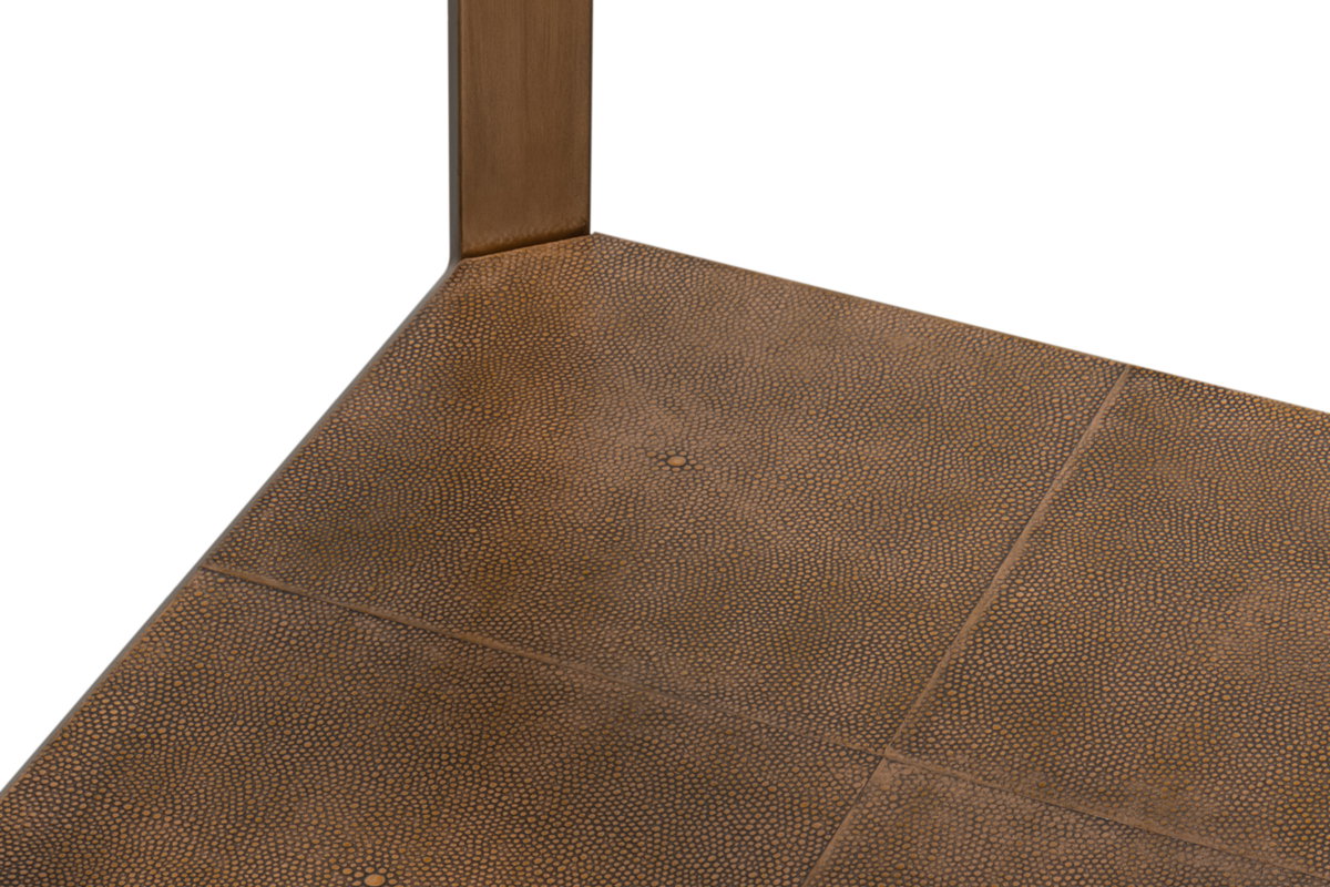 Gilbert Shagreen Side Table  Tawny Brown, by Sarreid, 1'6" length x 1'6" width x 2' height View 7