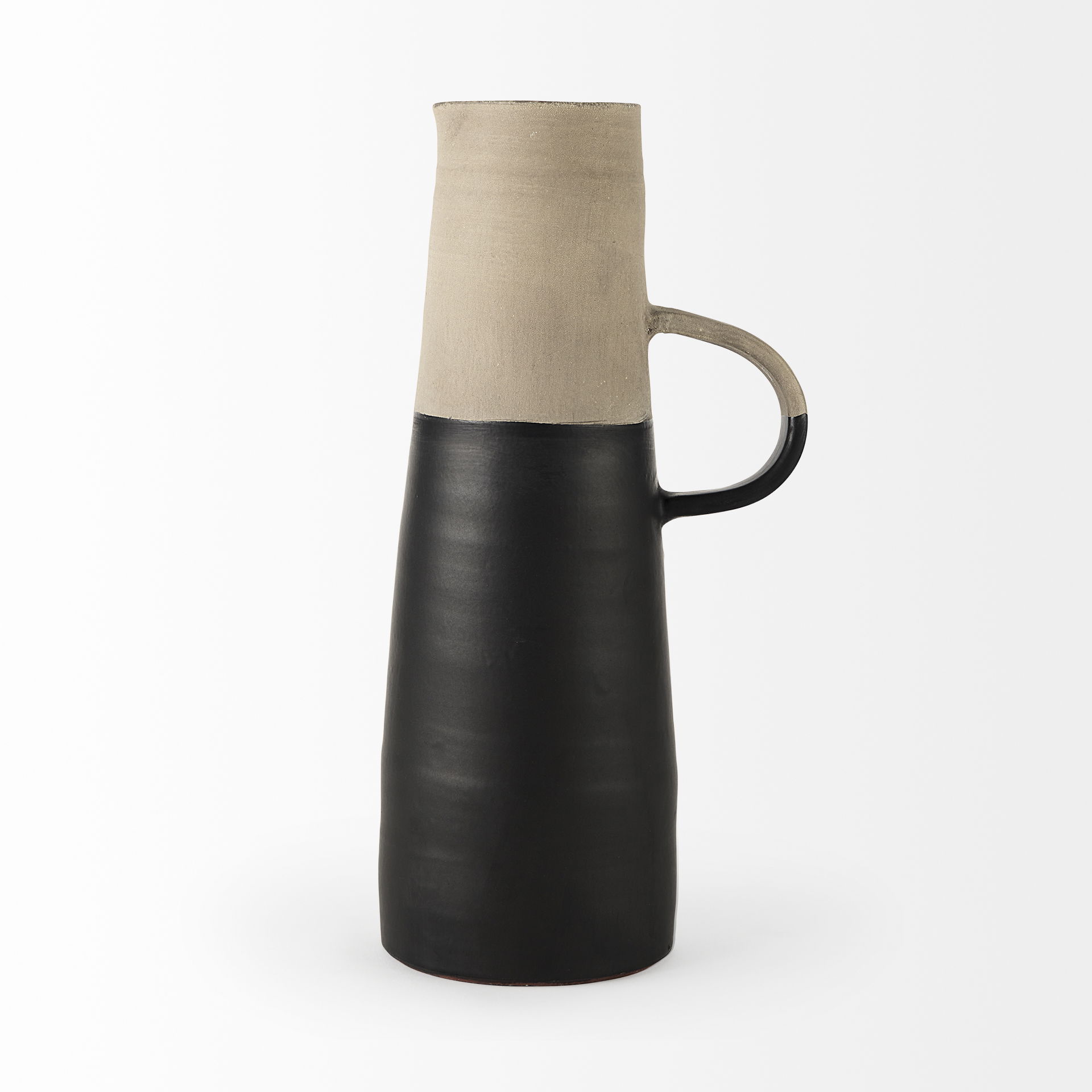 Garand Large 18.8H Two-Toned Black/Natural Ceramic Jug large image 
