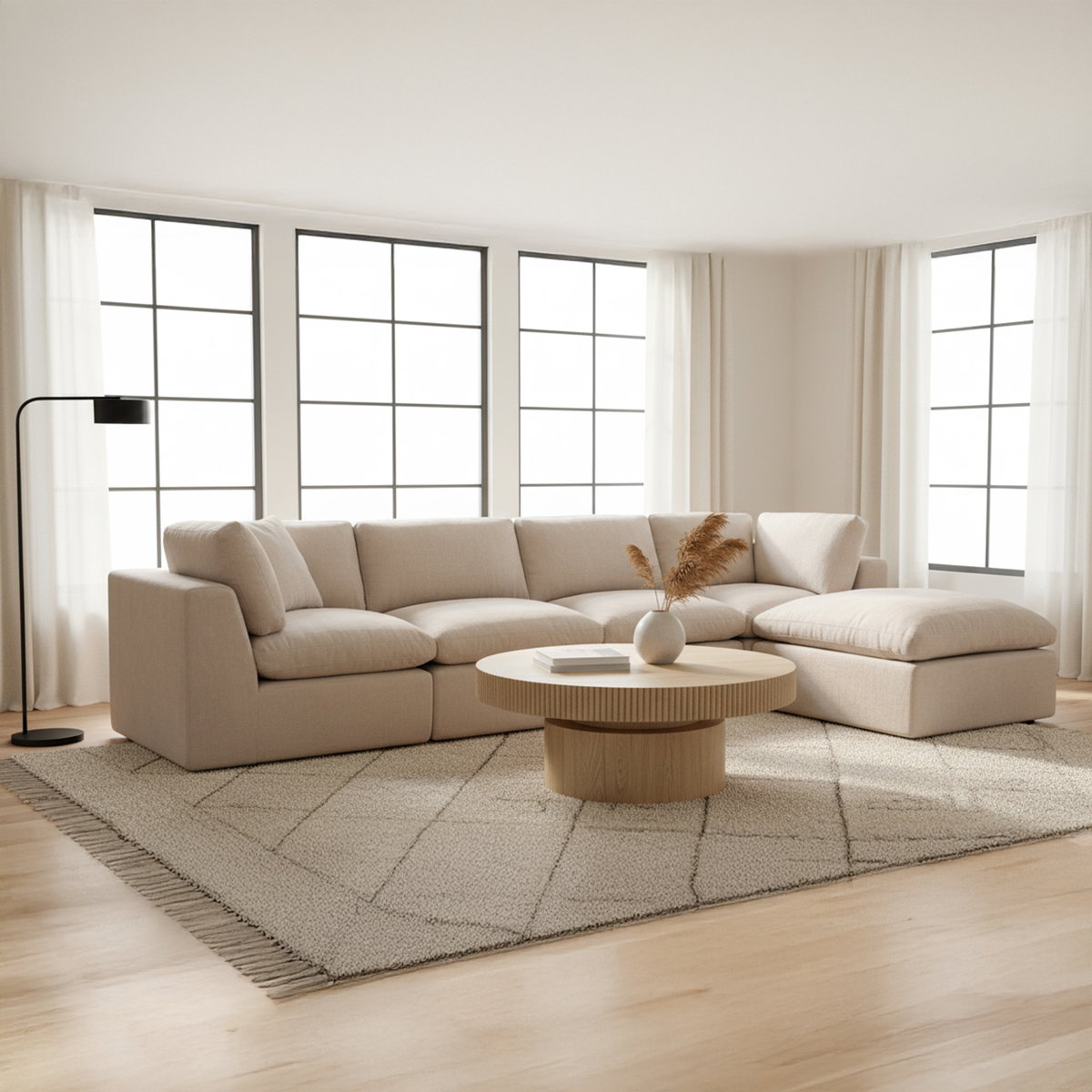 Cates Corner Chair Pebble, Sectional Sofa by Moe's Home, 36.25" width x 35.4" height x 36.25" depth View 7