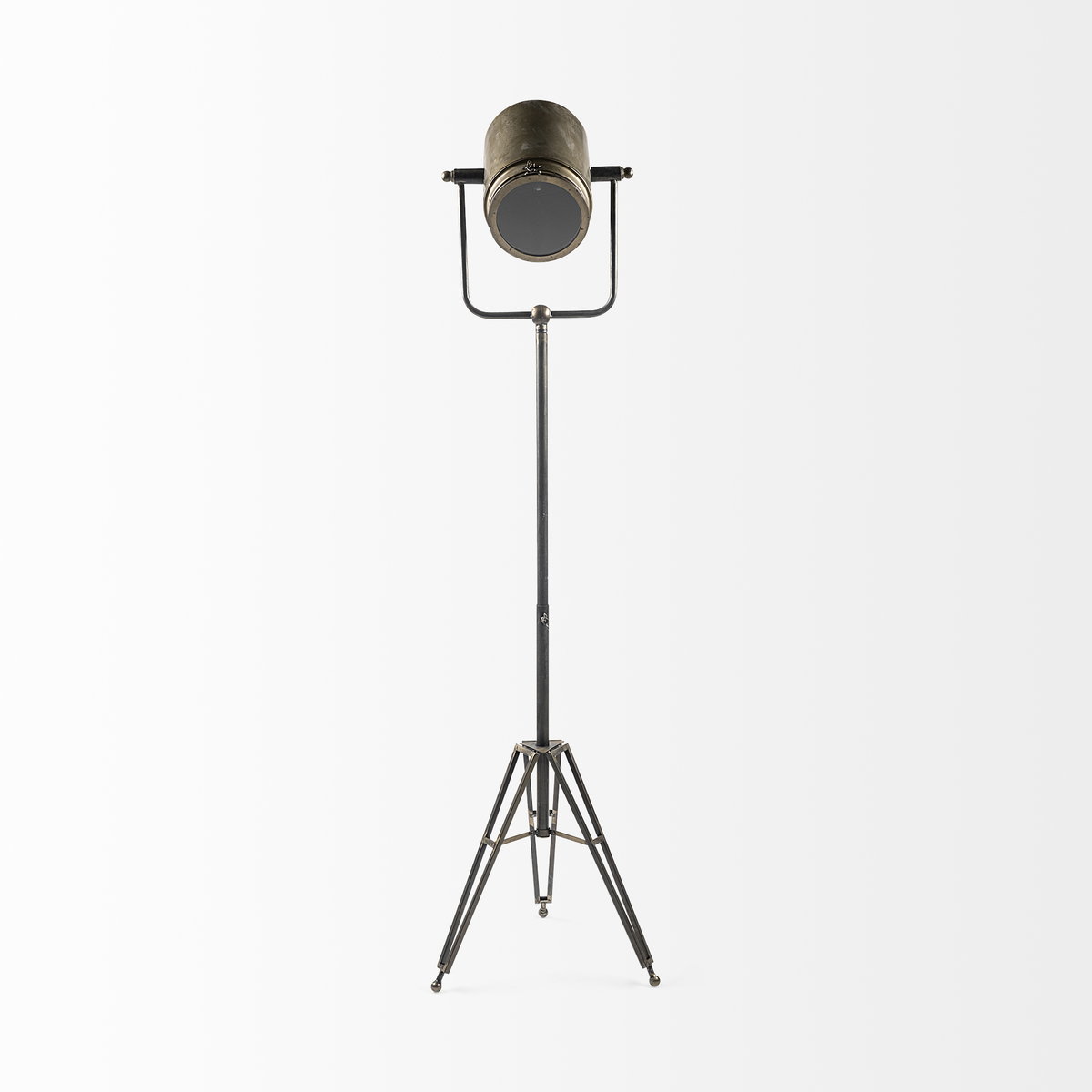 Debdou (61'H) Gold Metal Adjustable Cinema-Style Floor Lamp, by Mercana, 22" length x 22" width x 61" height View 4