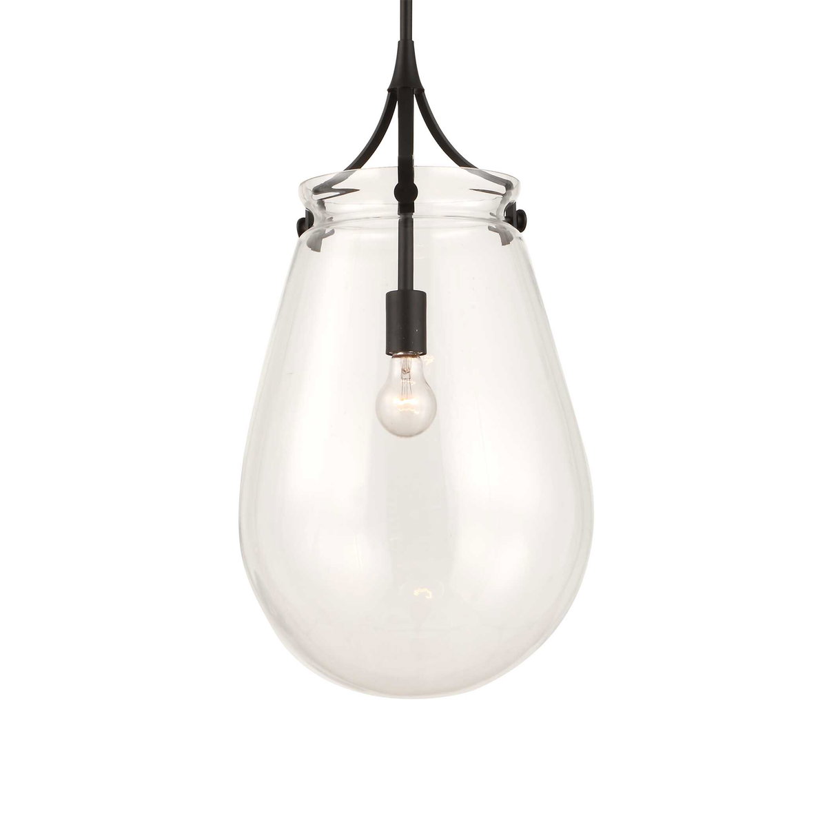 Dewdrop 1 Light Glass Shade Pendant, Ceiling Light by Uttermost, 25" height x 13.5" diameter View 6
