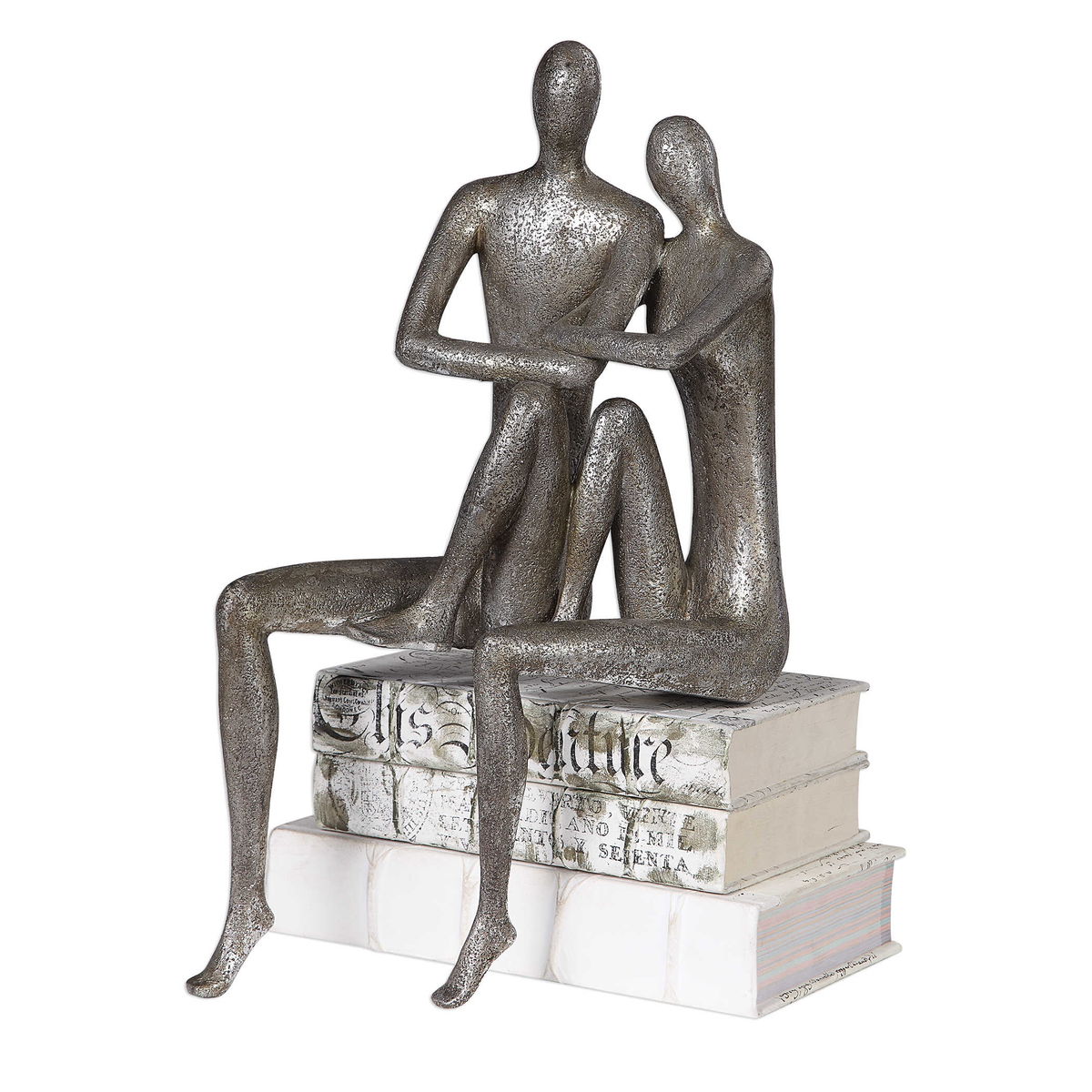 Courtship Antique Nickel Figurine, Figurines & Statue by Uttermost, 9.87" width x 18.87" height x 7.12" depth View 3