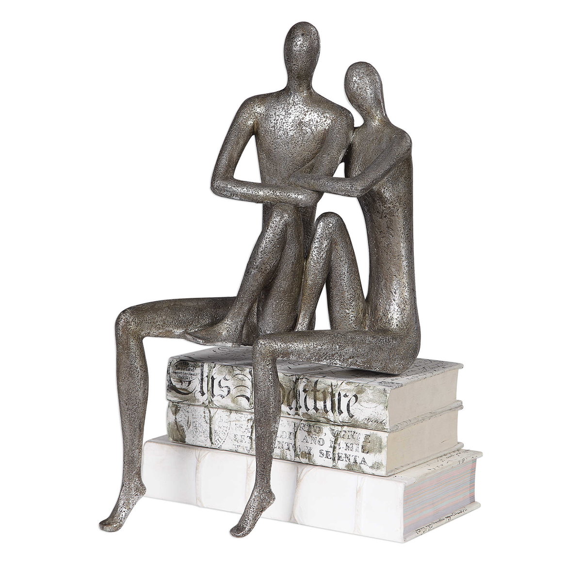 Courtship Antique Nickel Figurine, Figurines & Statue by Uttermost, 9.87" width x 18.87" height x 7.12" depth View 3
