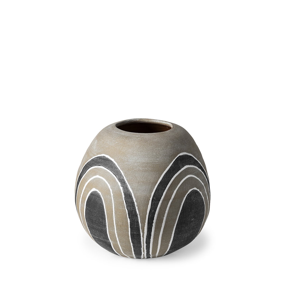 Cove Small Brown/White Ceramic Vase, Decorative Jar by Mercana, 10.24" length x 10.24" width x 9.65" height View 1