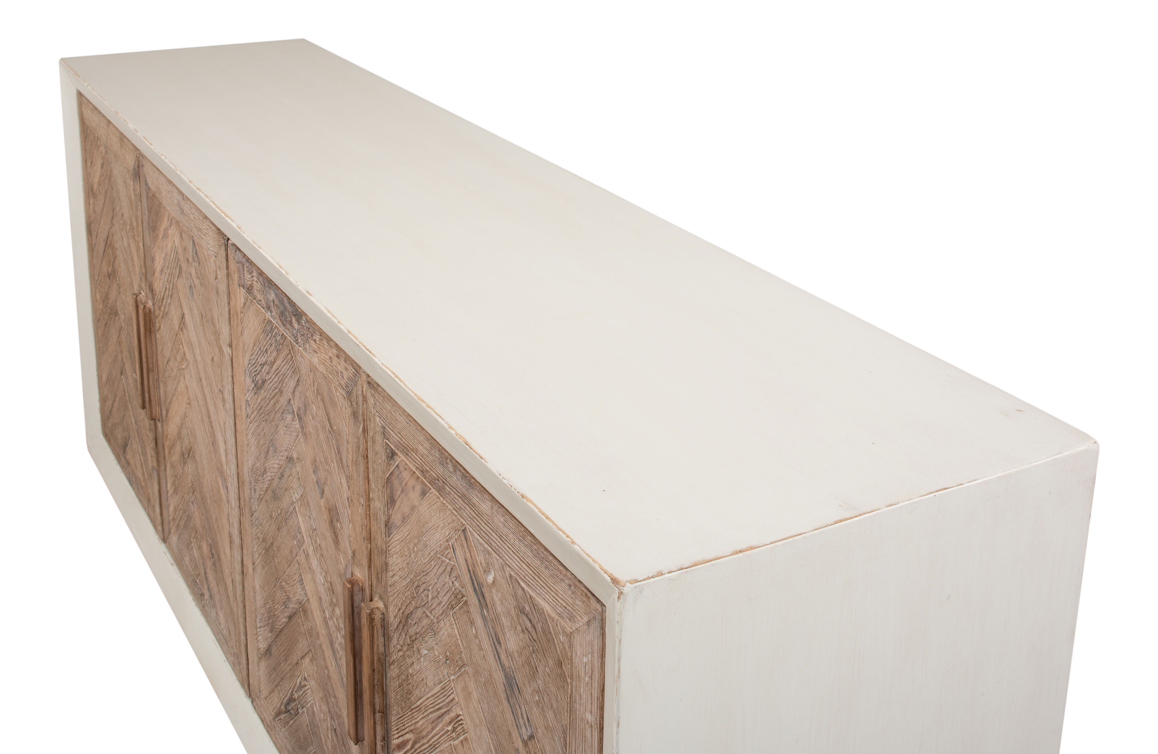 Hollis 4 Door Sideboard, Ant.White, Cabinets & Sideboard by Sarreid, 80" length x 19" width x 33" height View 10