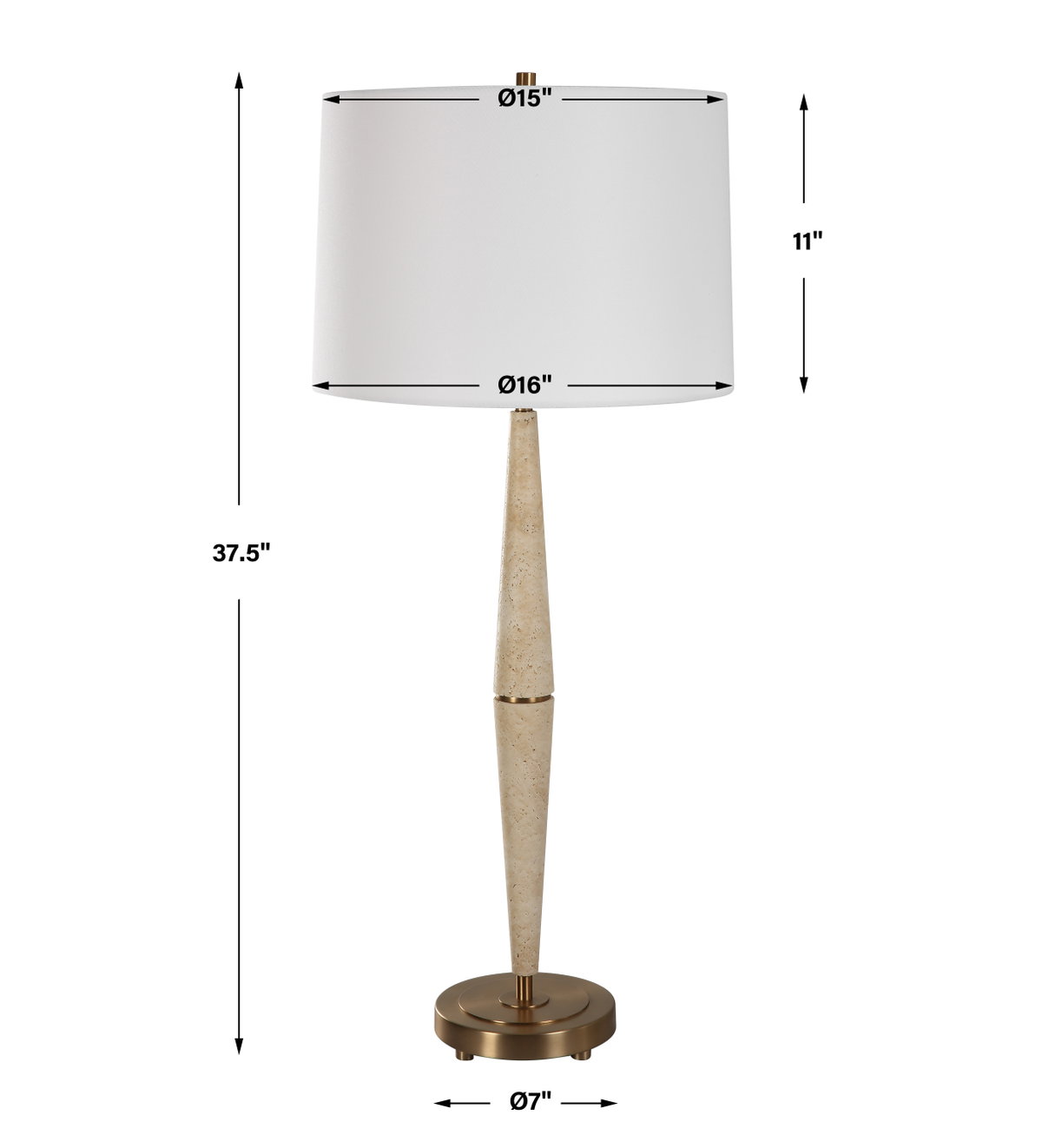 Palu Travertine Table Lamp, by Uttermost, 16" width x 37.5" height x 16" depth View 3