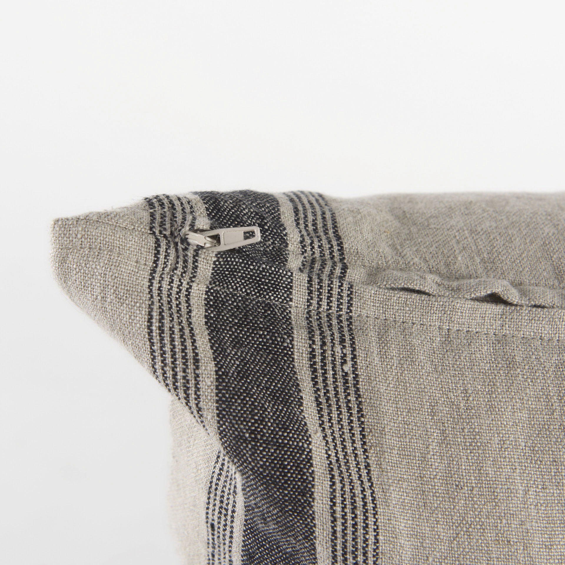 Hattie 20L x 20W Beige and Black Fabric Striped Decorative Pillow Cover large image 