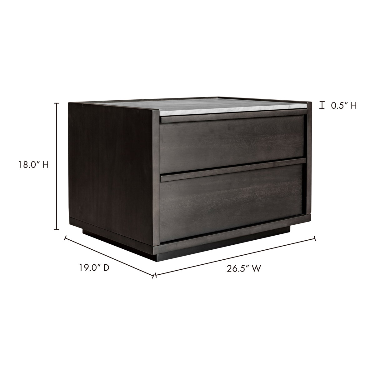 Ashcroft Nightstand Dark Grey, by Moe's Home, 26.5" width x 18" height x 19" depth View 14