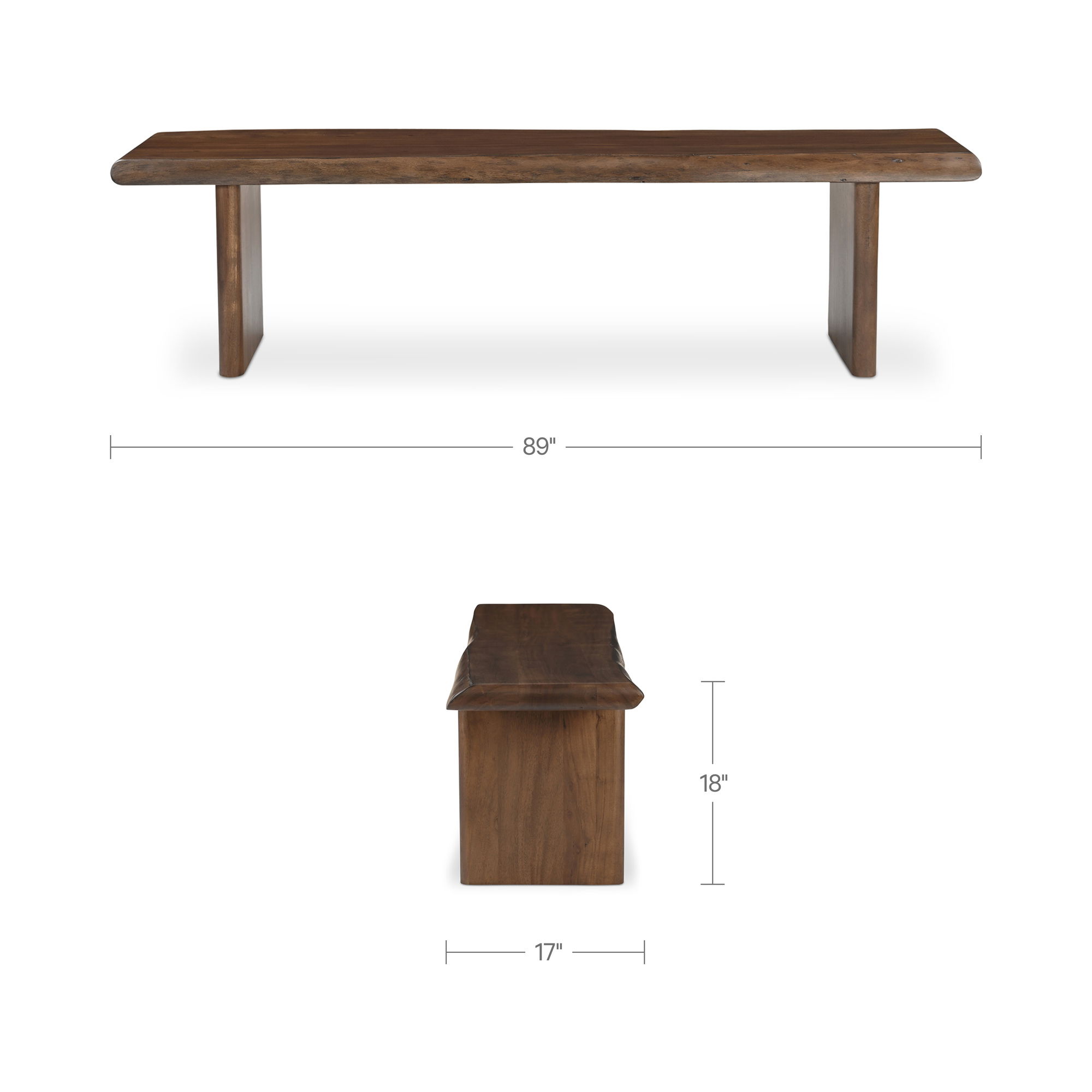 Lila Dining Bench Large Brown, Benche by Moe's Home, 89" width x 18" height x 17" depth View 9