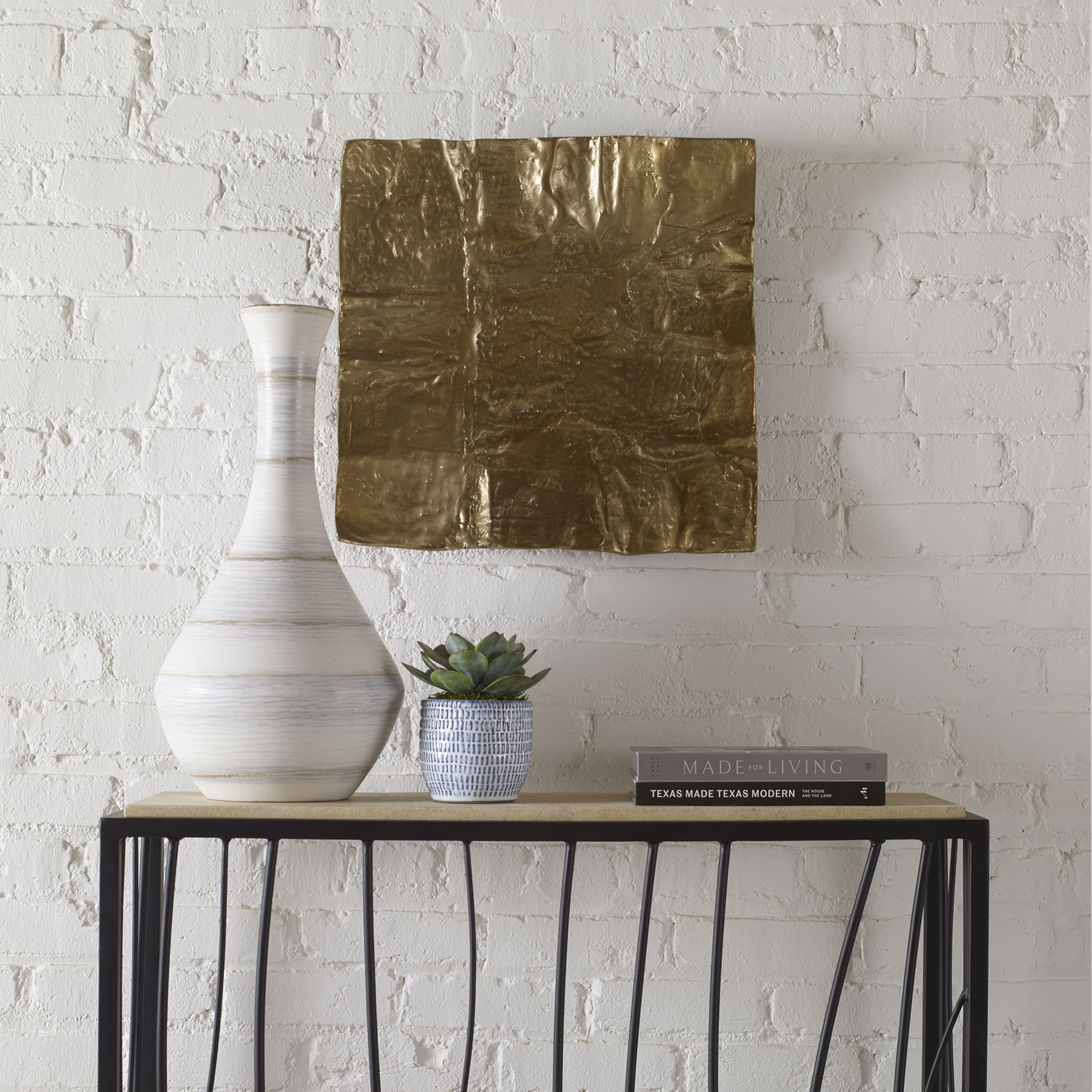 Archive Brass Wall Decor, Sculptural Wall Art by Uttermost, 19" width x 19" height x 4" depth View 2