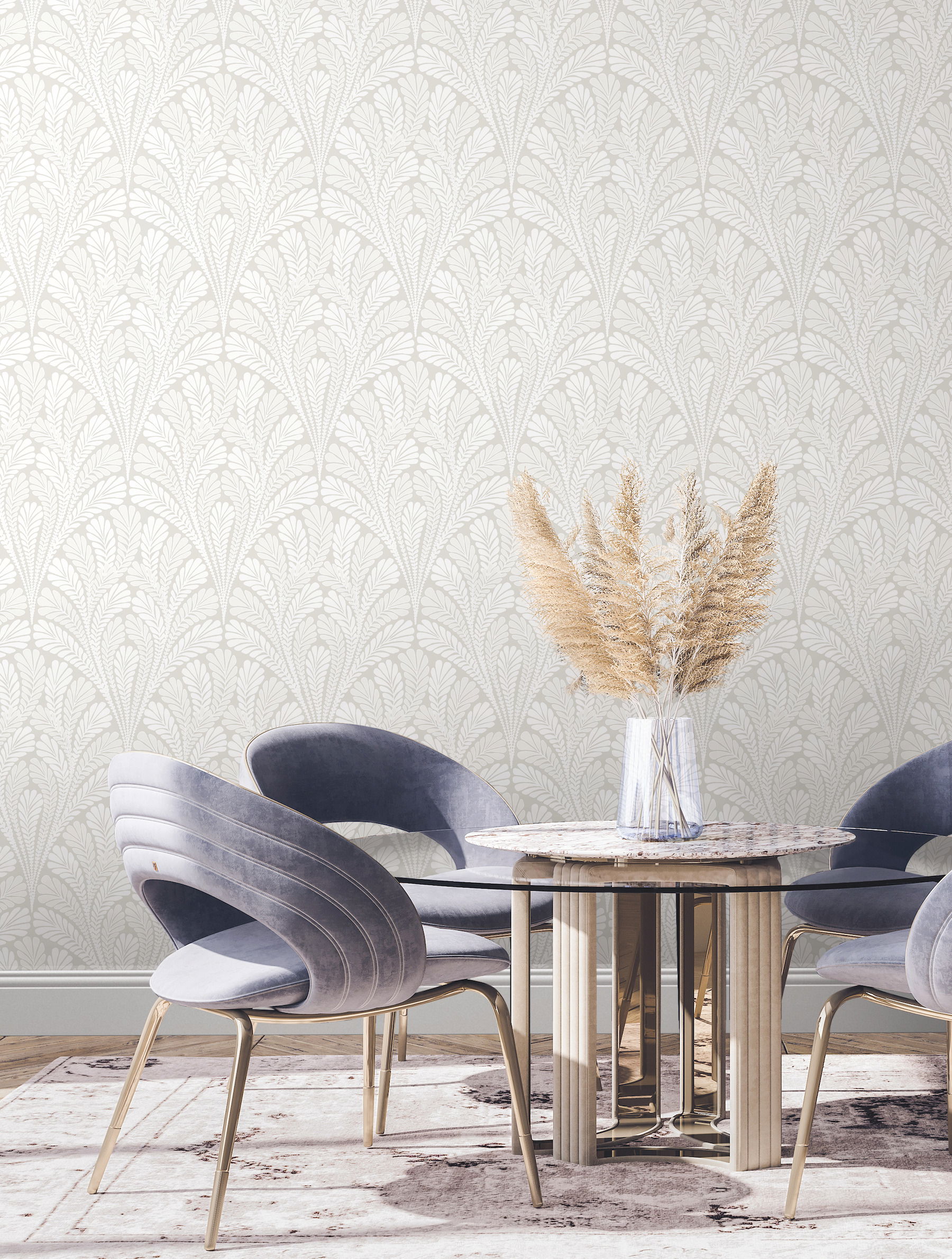 Shell Damask Neutral & Pearl Wallpaper large image 