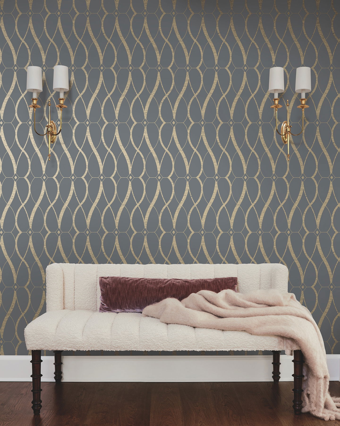 Graceful Geo Smoke & Gold Wallpaper large image 