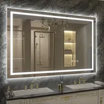Online Designer Bathroom Molly Frameless LED Front Light and Backlit 3 Colors Dimmable Anti-Fog Wall Bathroom Vanity Mirror