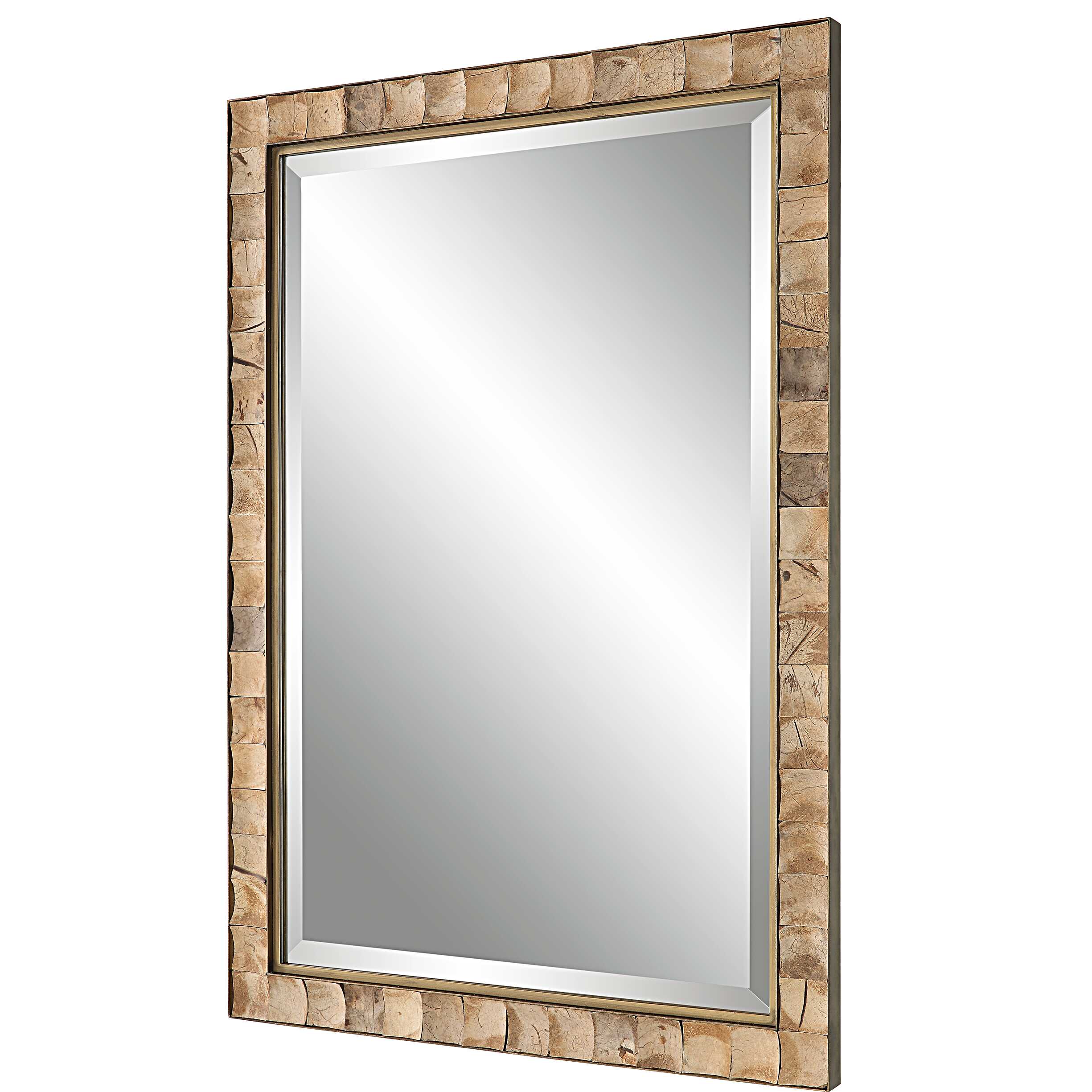 Cocos Coconut Shell Mirror, by Uttermost, 27.62" width x 39.5" height x 1.12" depth View 5