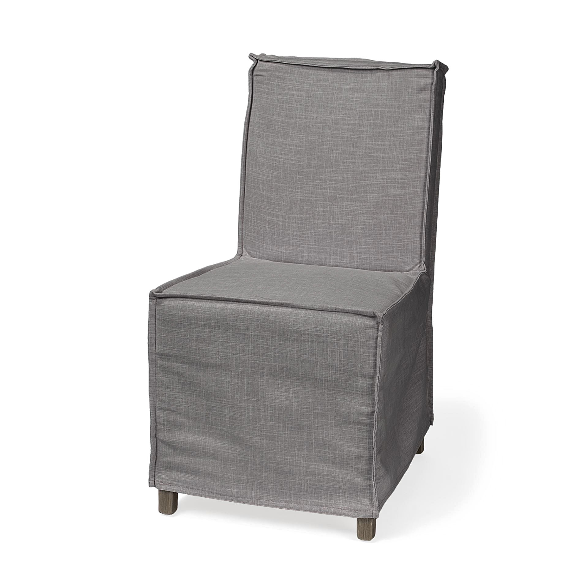 Elbert I Grey Fabric Slip-Cover Brown Wooden Base Dining Chair large image 
