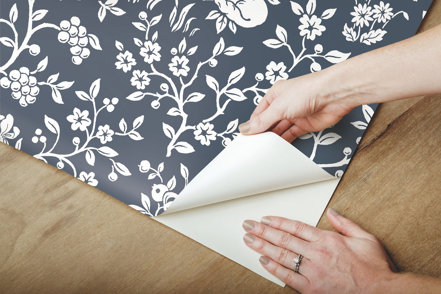 Magnolia Home Fox & Hare Navy Peel & Stick Wallpaper large image 