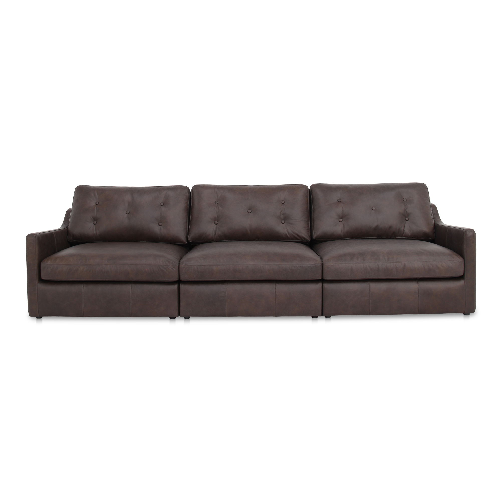 Thurlow Modular Sofa Espresso Brown Leather, Sectional Sofa by Moe's Home, 124.2" width x 33" height x 39" depth View 1