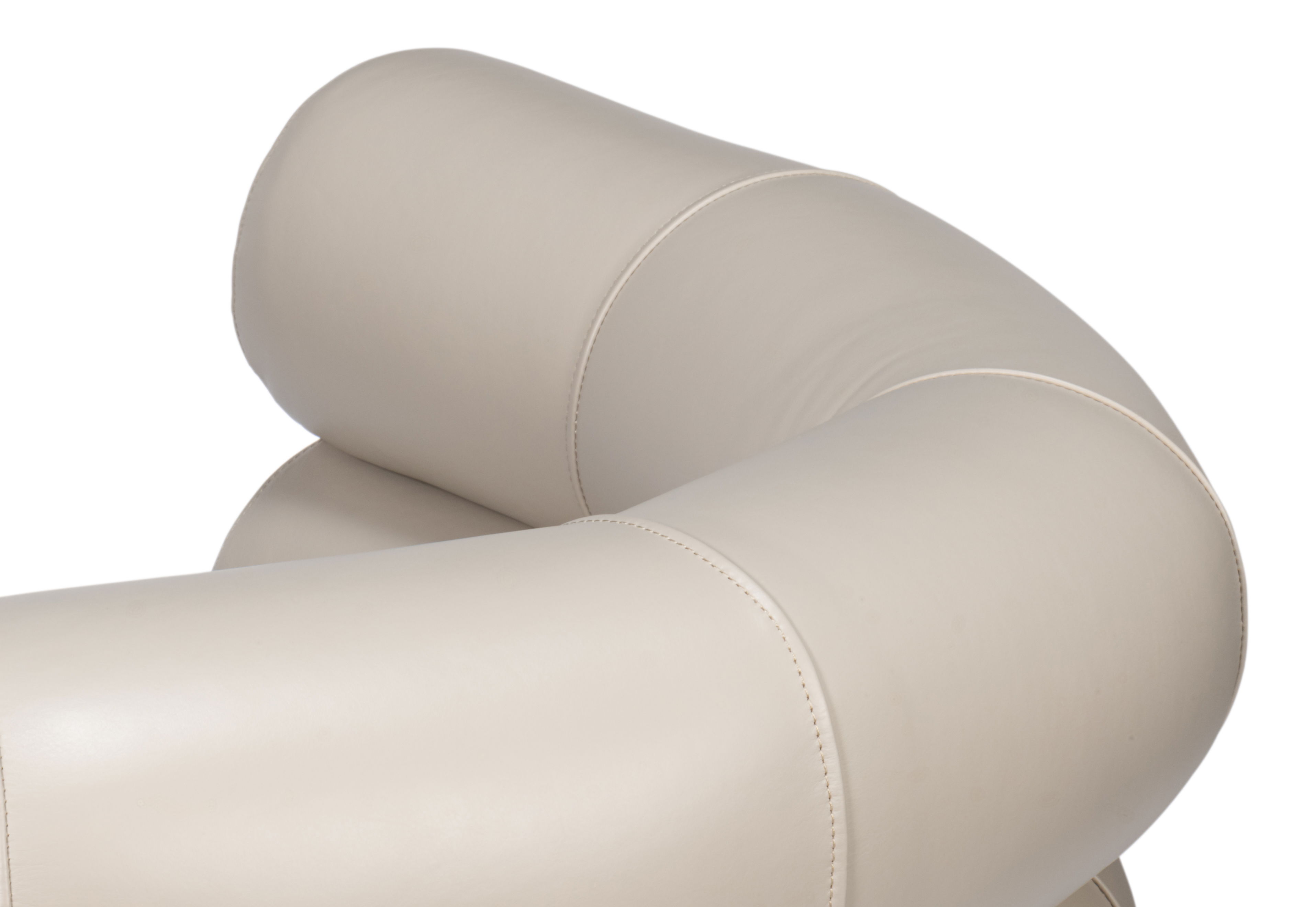 Rondo Occasional Leather Chair,White, Seating by Sarreid, 38" length x 31" width x 30" height View 3