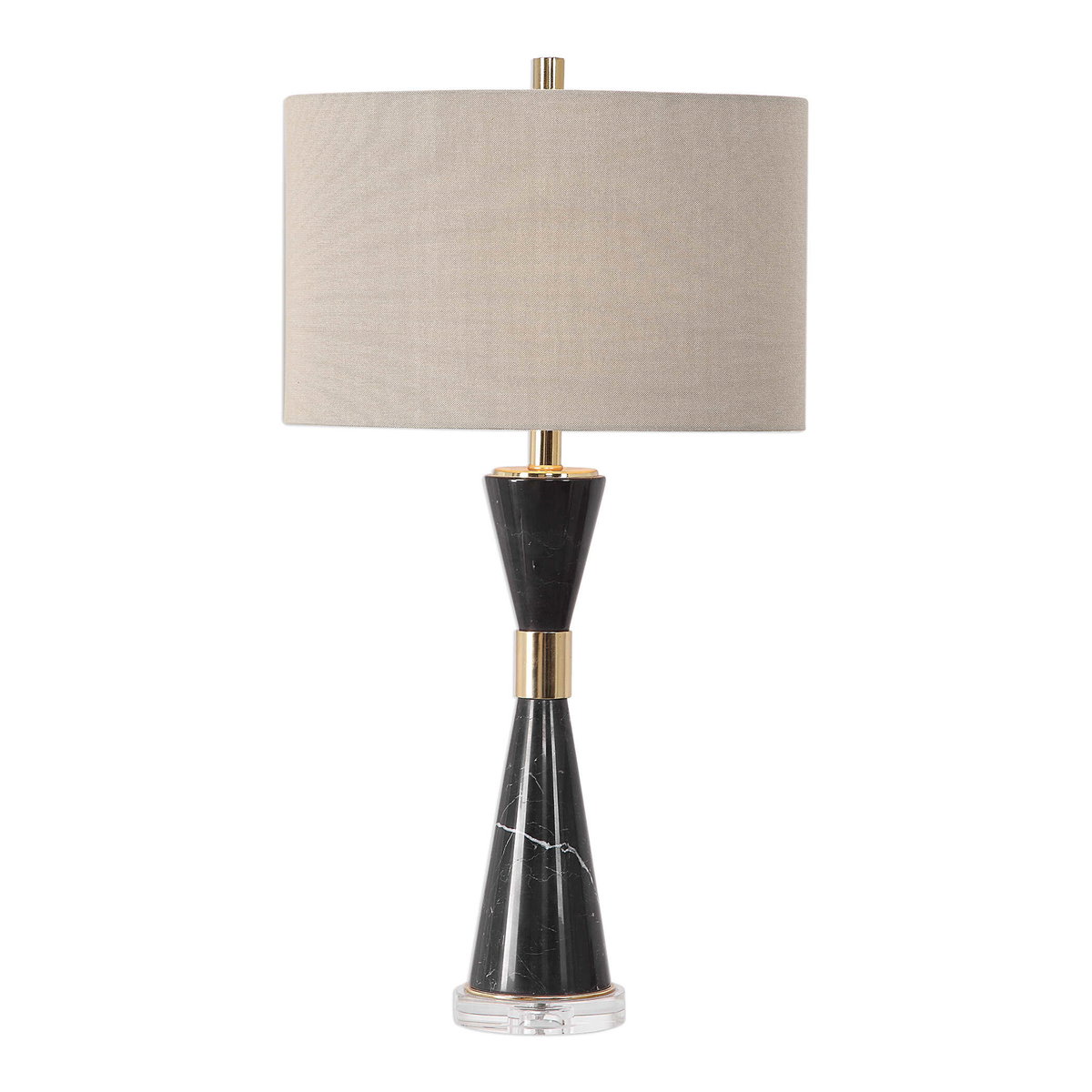 Alastair Black Marble Table Lamp, by Uttermost, 16" width x 29.62" height x 10" depth View 1
