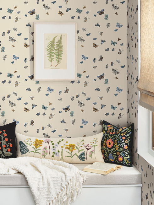 Butterfly House Linen Wallpaper