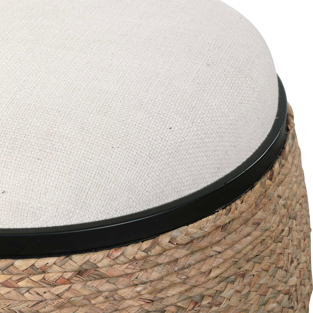 Island Straw Accent Stool, Low Stool by Uttermost, 19.5" width x 20.25" height x 19.5" depth View 4
