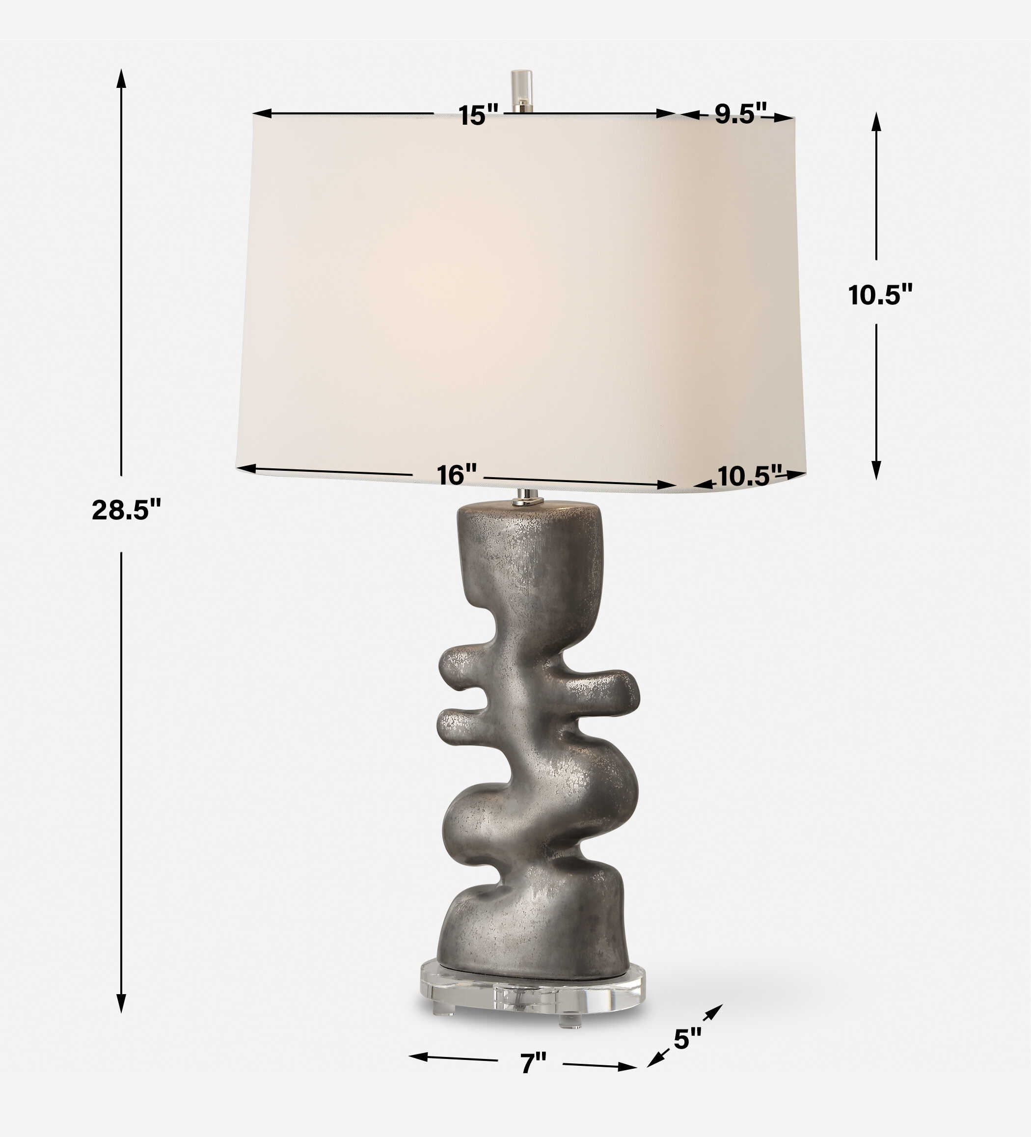 Free Flowing Nickel Table Lamp, by Uttermost, 16" width x 28.5" height x 10.5" depth View 3