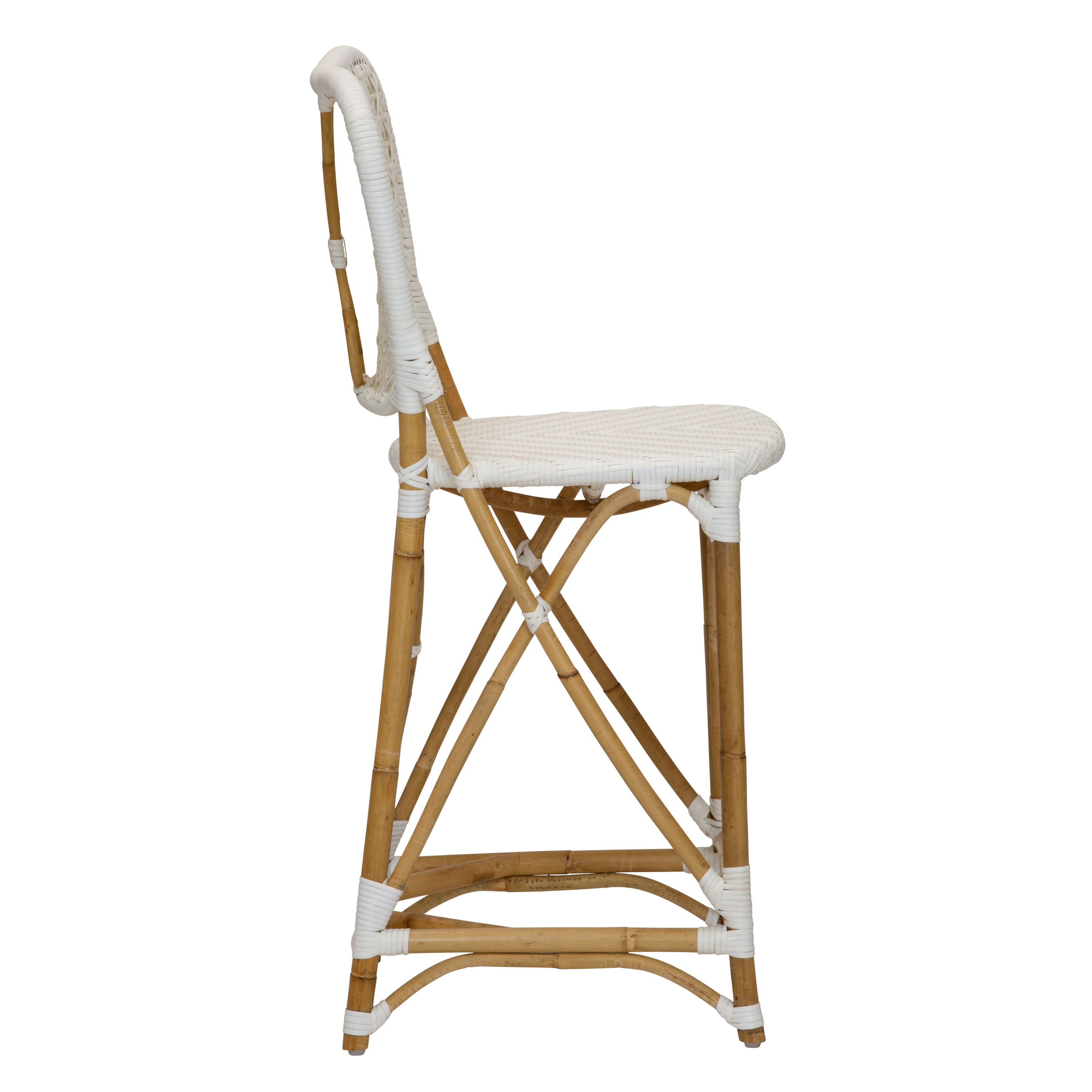 Clemente Counter Stool in Natural/White, Counter & Bar Stool by Woven, 17.75" width x 40" height x 19.5" depth View 4