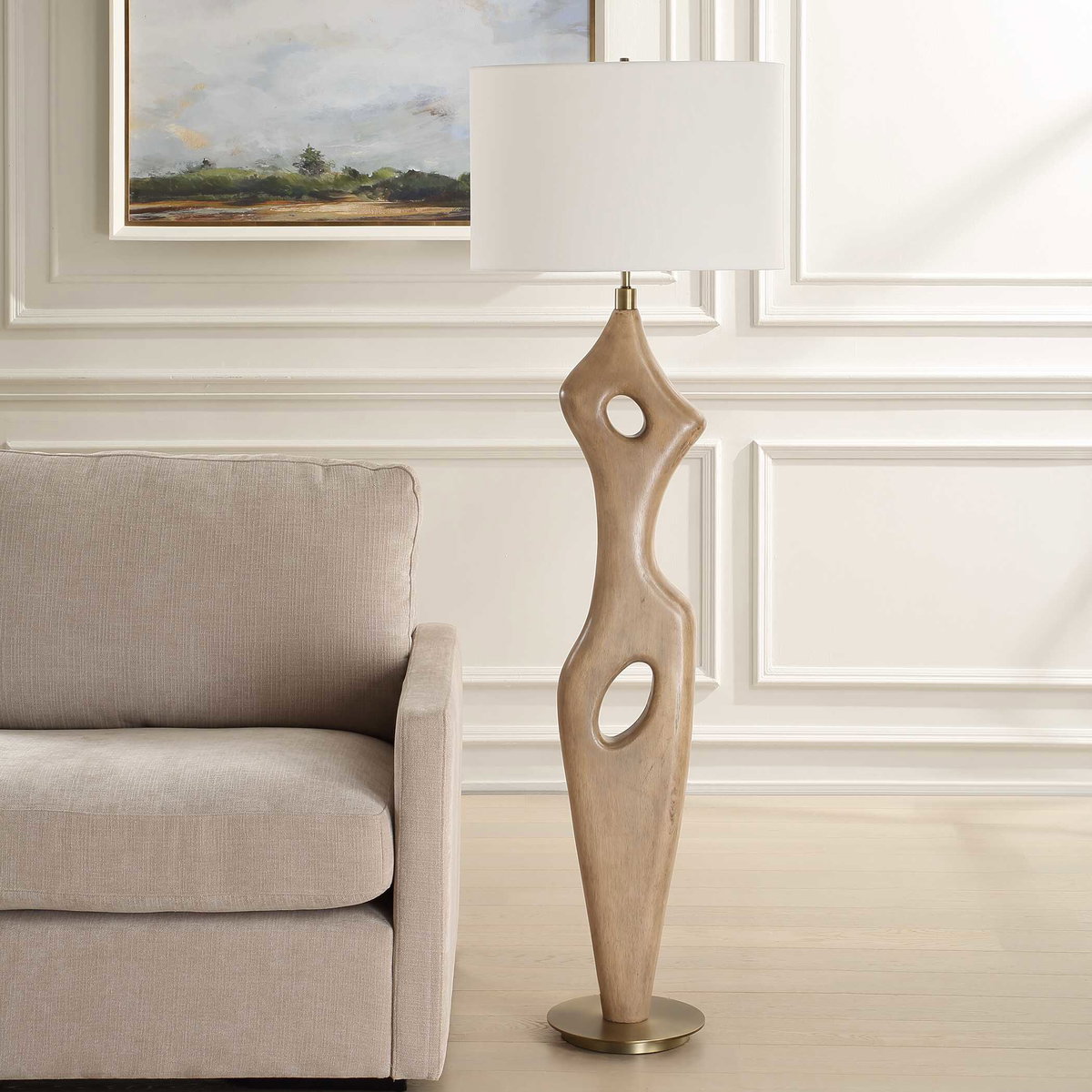 Almyra Solid Wood Floor Lamp, by Uttermost, 21" width x 65.5" height x 13" depth View 4