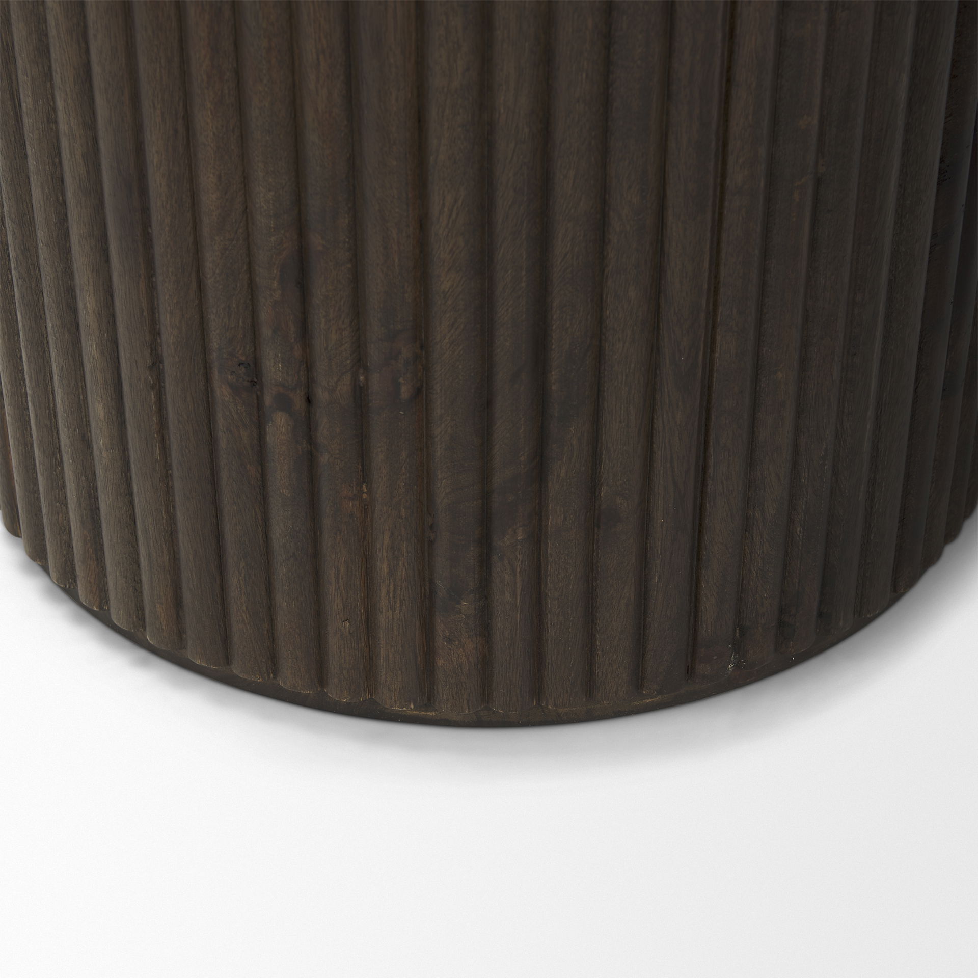 Terra 18L x 18W x 22H Dark Brown Wood Fluted Round Side Table large image 