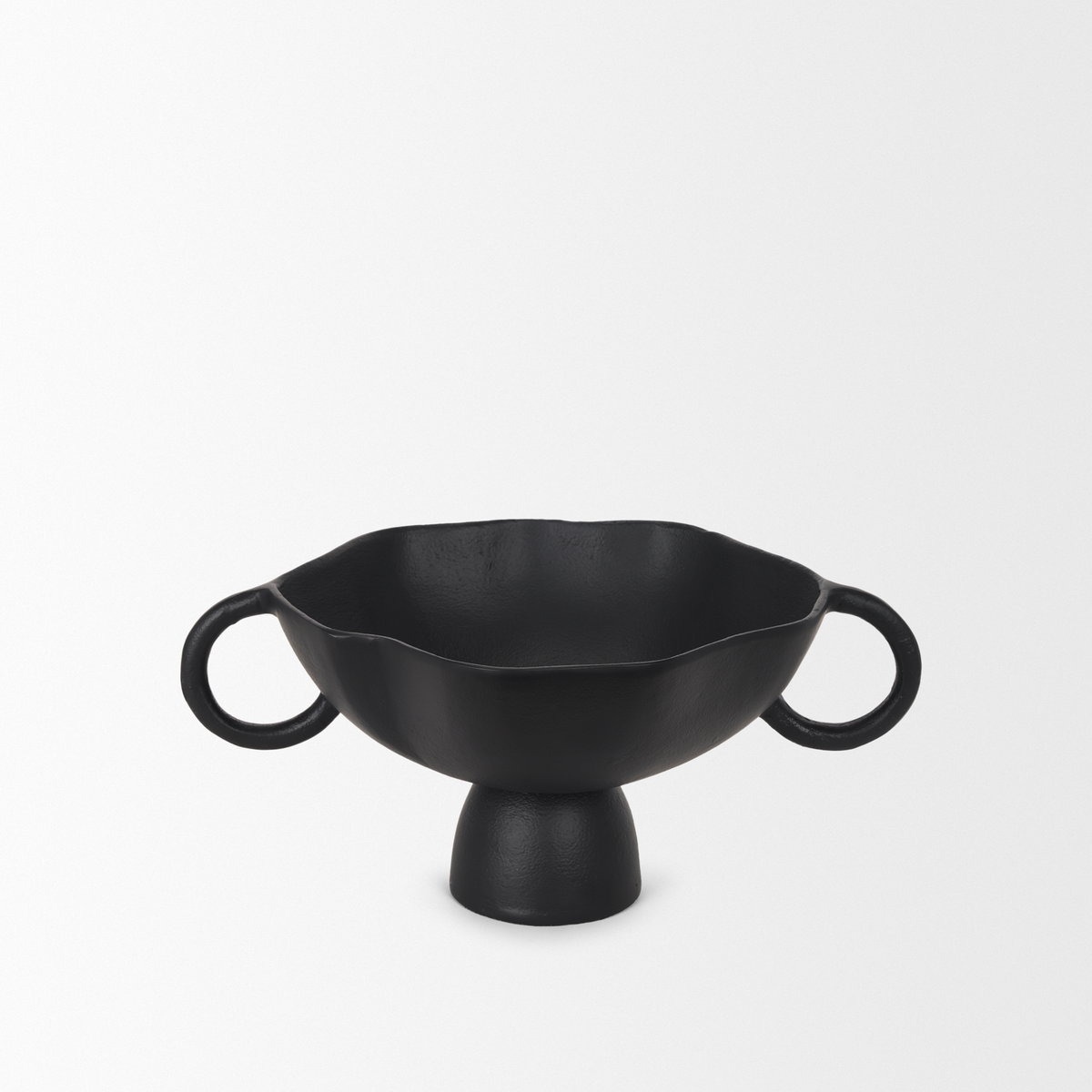 Radka Small Matte Black Metal Decorative Bowl, by Mercana, 15.55" length x 11.22" width x 6.75" height View 6