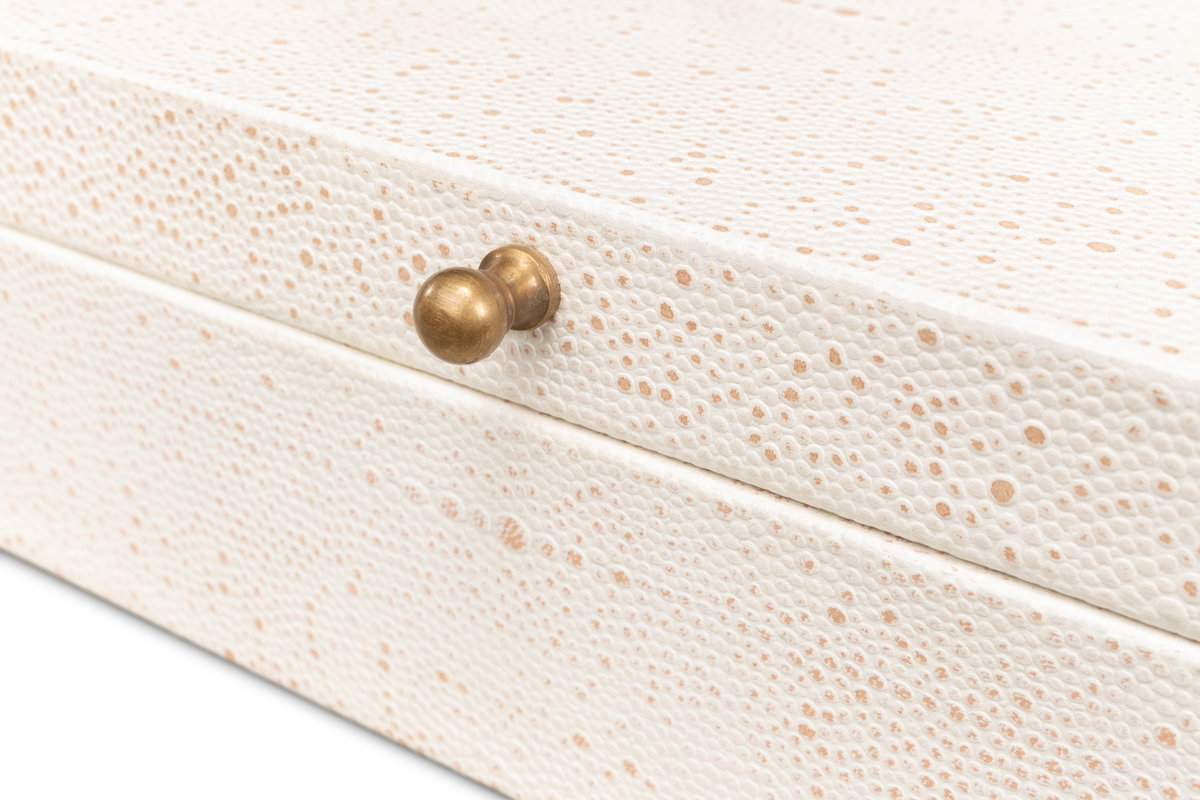 Gatsburg Shagreen Box Osprey White  S/2, by Sarreid, 6" length x 1' width x 3" height View 13