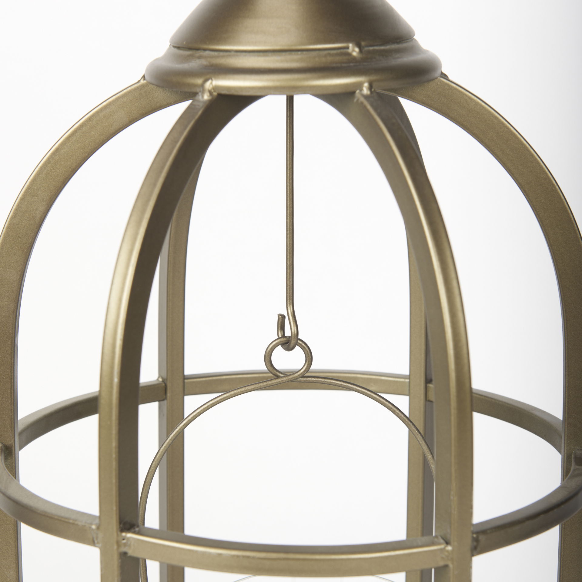 Gerson II Small Cage-Style Gold Metal Candle Holder Lantern large image 