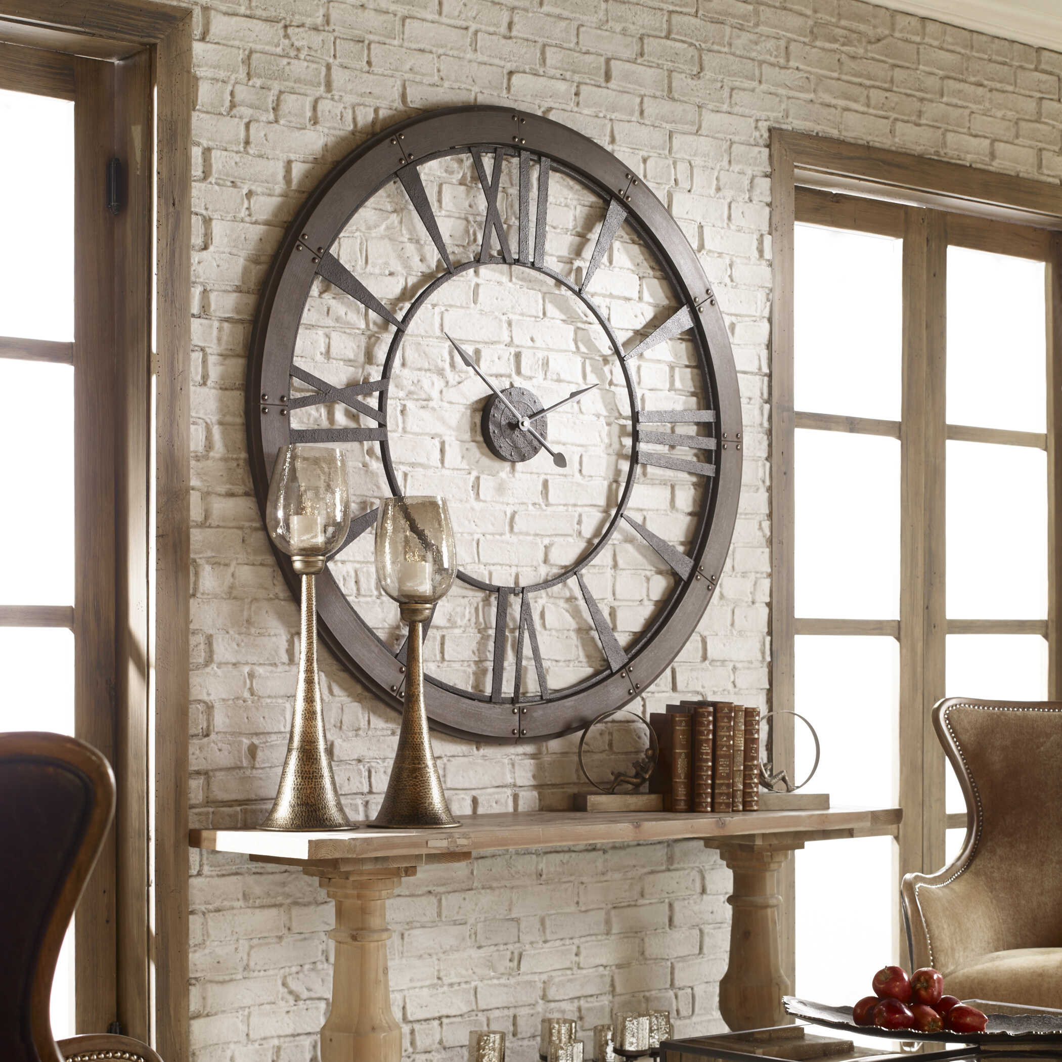 Ronan Wall Clock Large, by Uttermost, 60" width x 60" height x 1.5" depth View 4