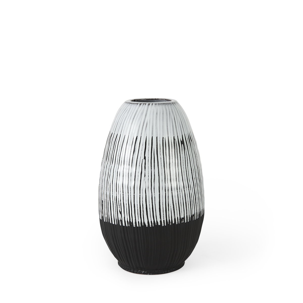 Tanami II Short Dark Brown/White Glazed Ceramic Vase, by Mercana, 8" length x 8" width x 13" height View 1